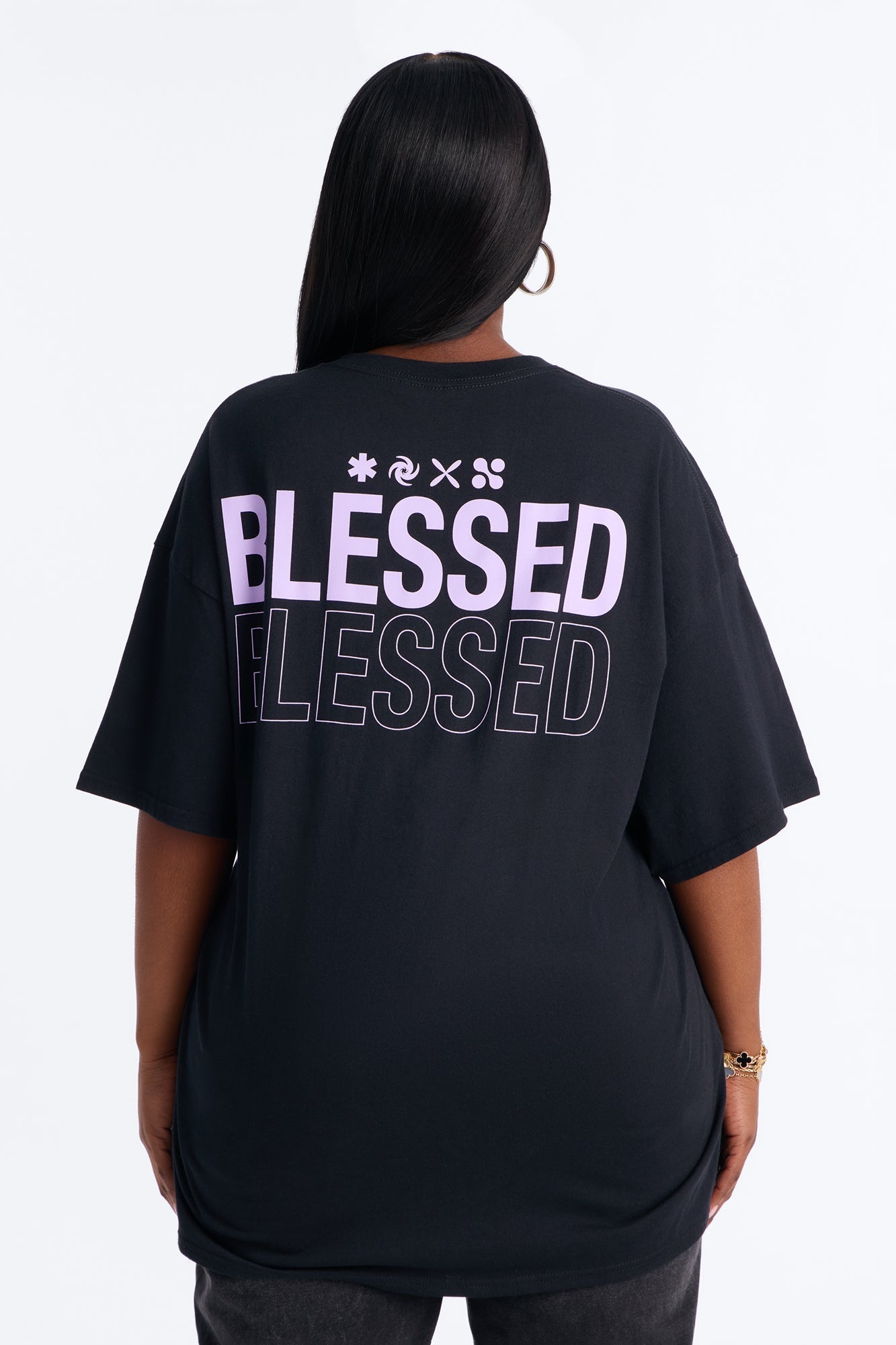 Stay Blessed Washed Oversized Tee - Black Wash NEWFASHIONEDGE