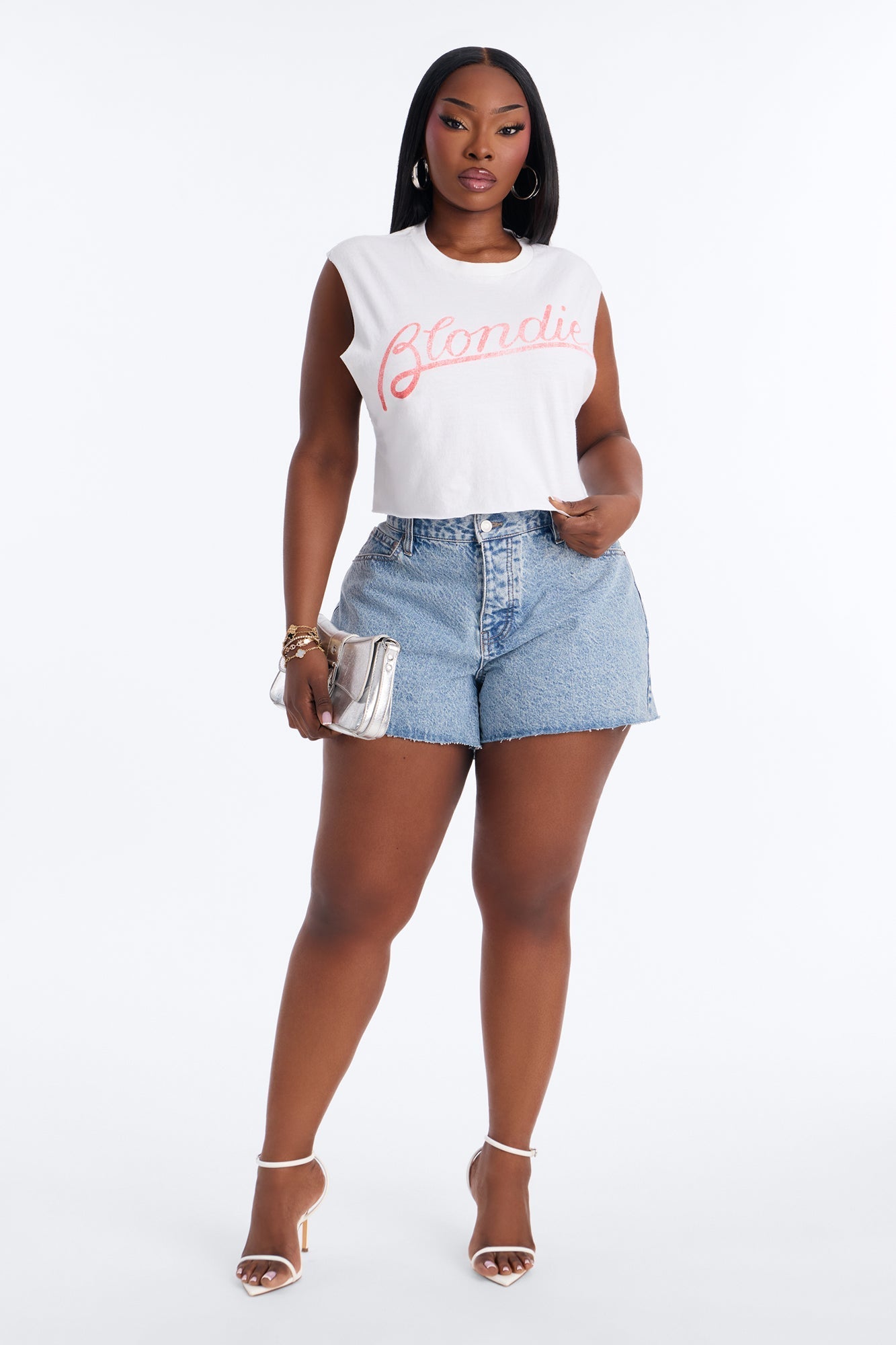 Blondie Crop Muscle Tank - White