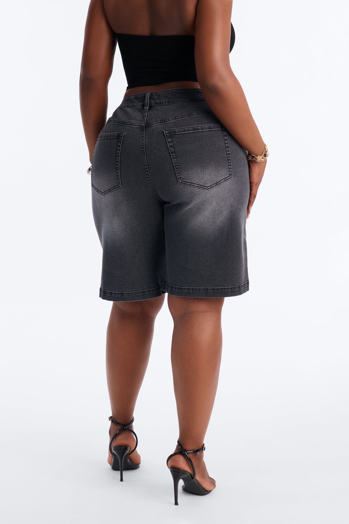 Around The Corner Denim Bermuda Shorts - Black