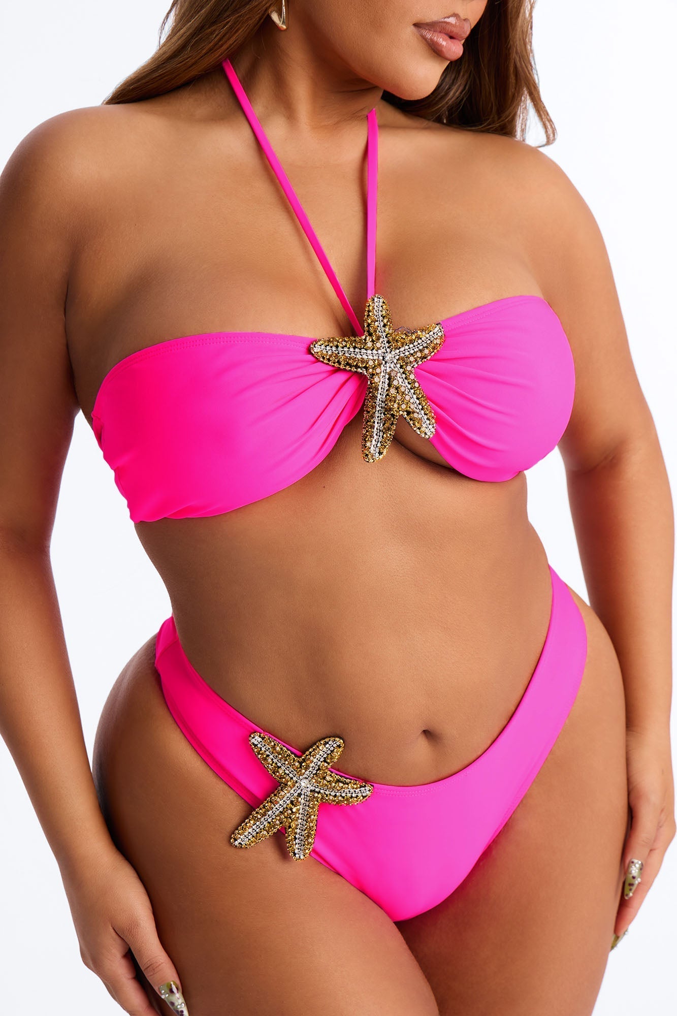 Jenny 3D Starfish Bandeau 2 Piece Bikini - Hot Pink NEWFASHIONEDGE
