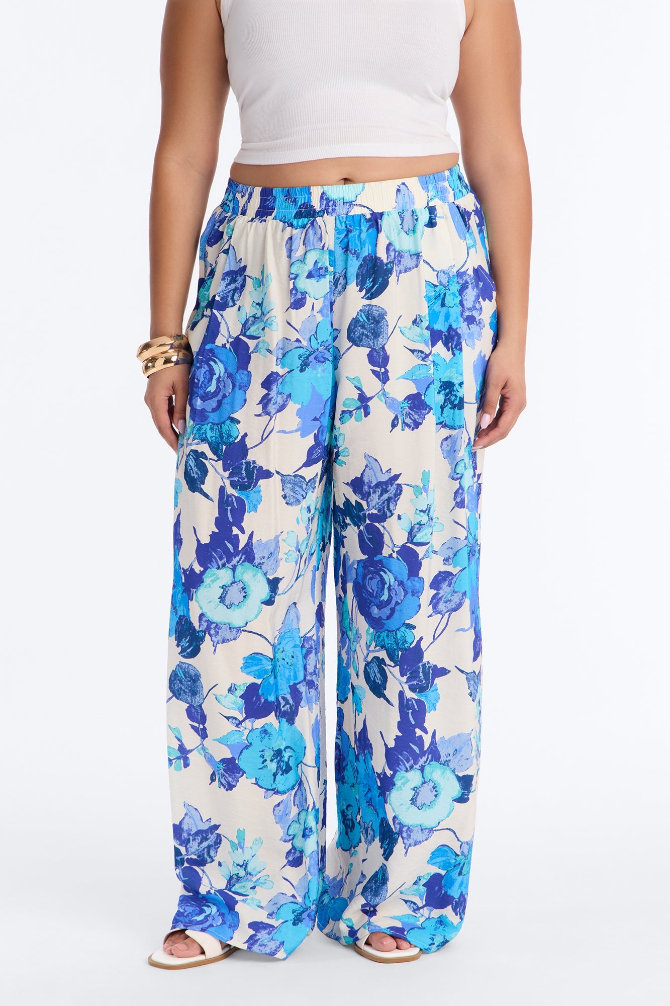 Sweet Bloom Wide Leg Pant - Blue