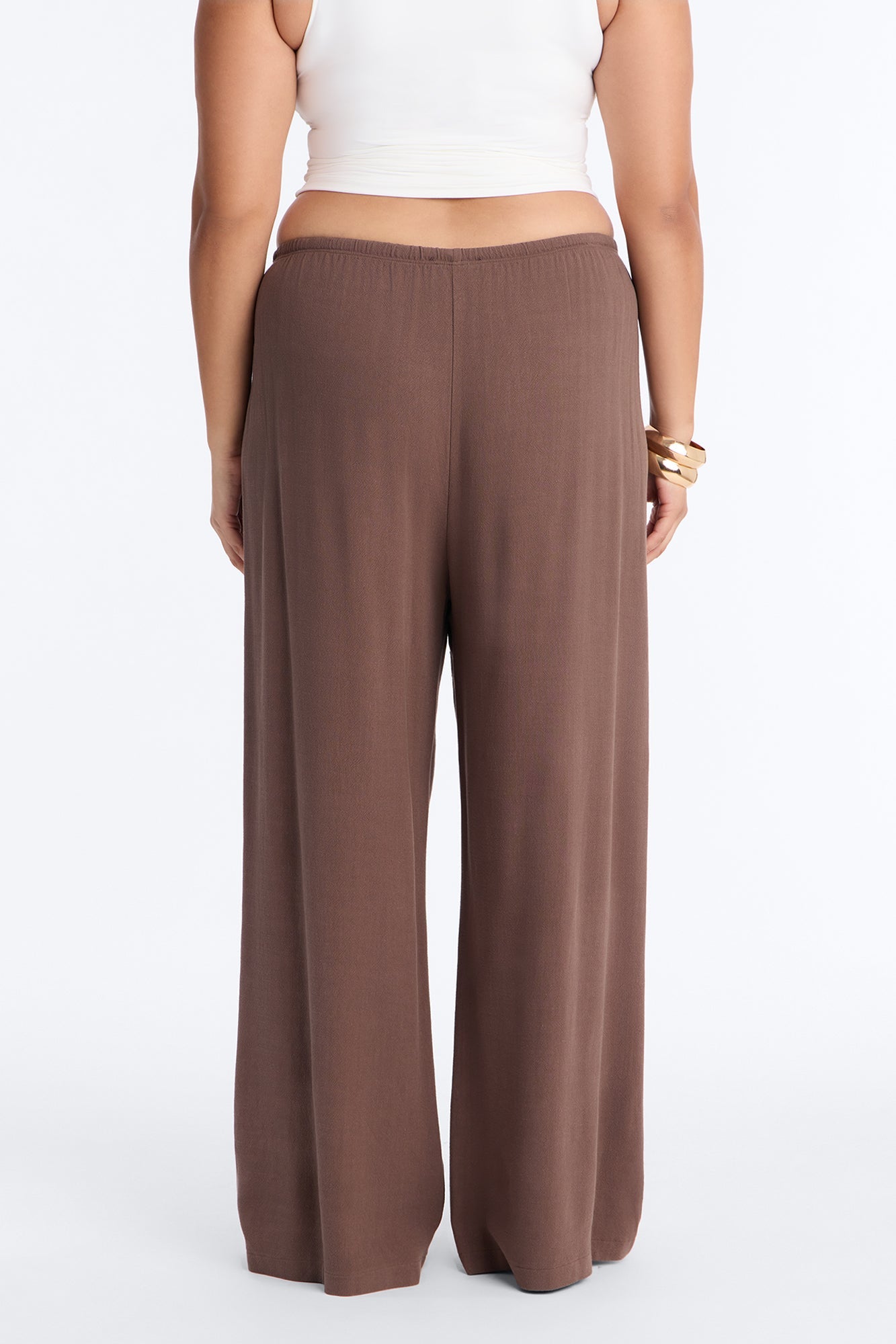 Kienna Low Rise Linen Wide Leg Pant 30″ - Chocolate