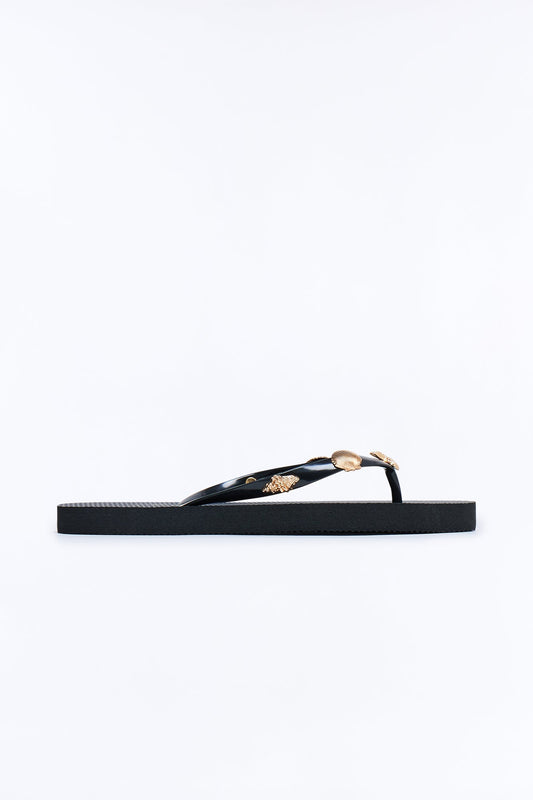 Beachy Hardware Flip Flops - Black