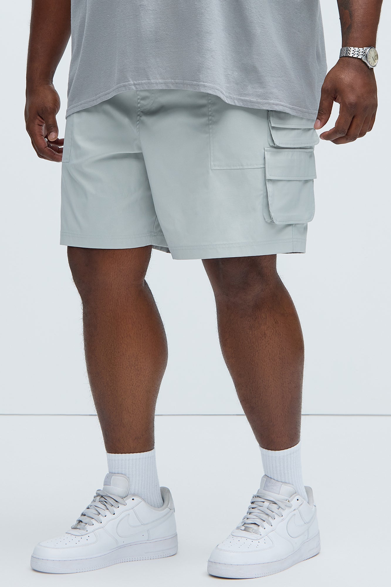 Catch Up Nylon Cargo Shorts - Grey