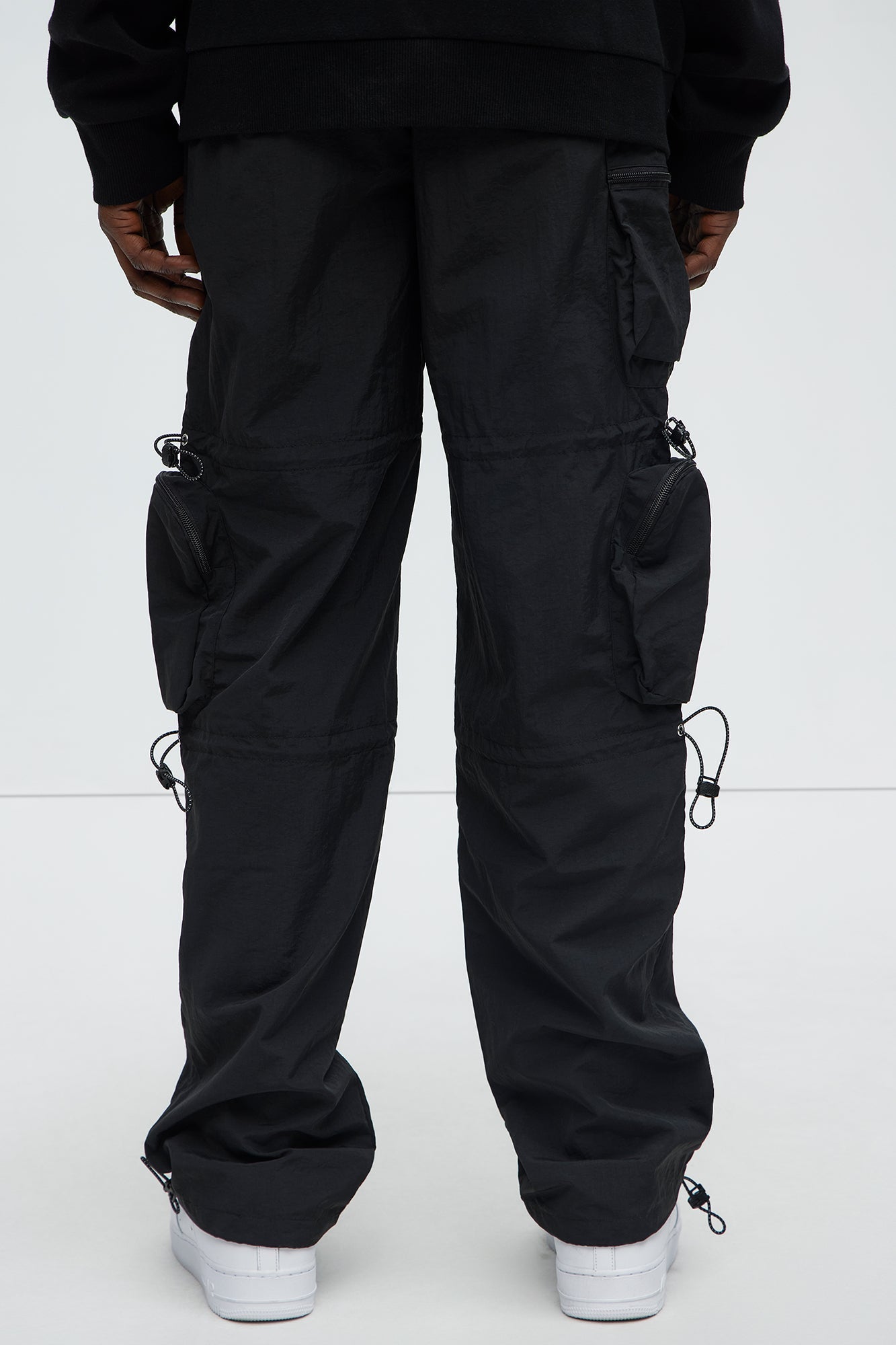 Act Like Homie Nylon Drawstring Cargo Pants - Black