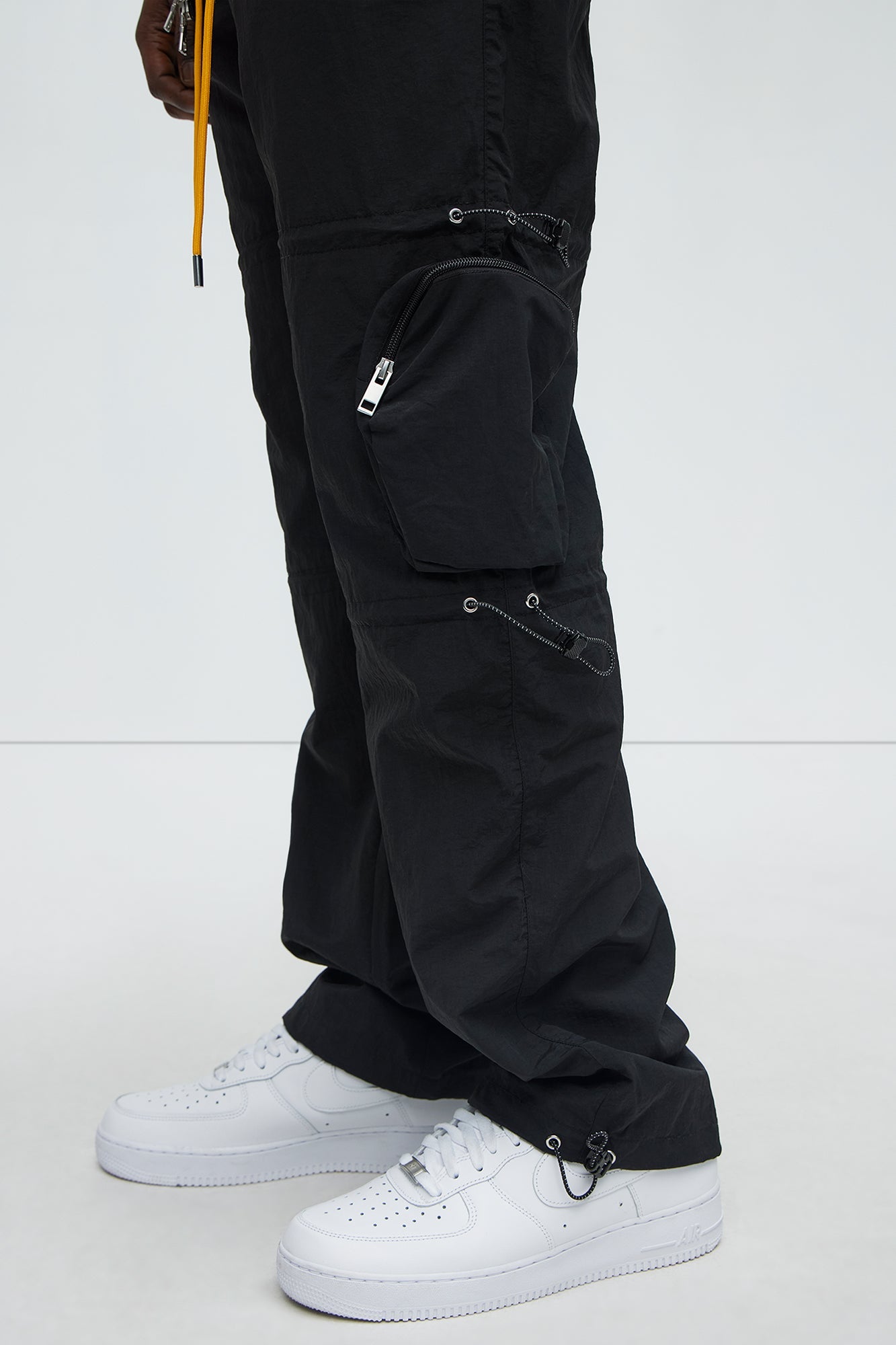 Act Like Homie Nylon Drawstring Cargo Pants - Black