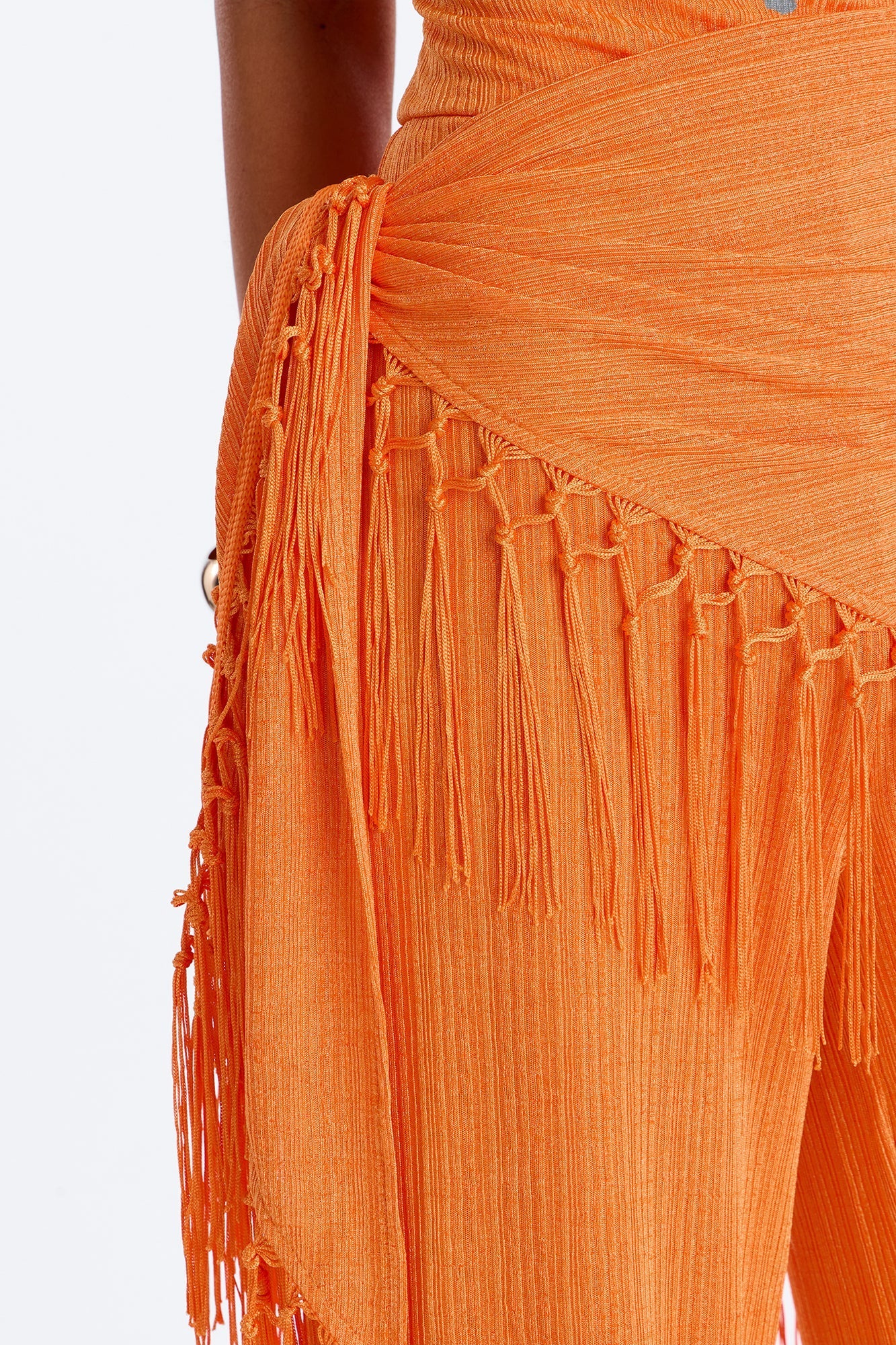 Too Chic Jumpsuit And Waist Scarf Set - Orange