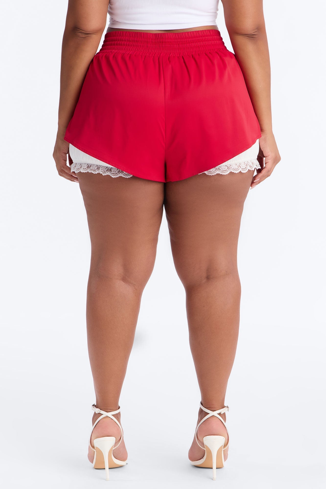 Marnie Lace Trim Bloomer Track Short - Red/combo NEWFASHIONEDGE