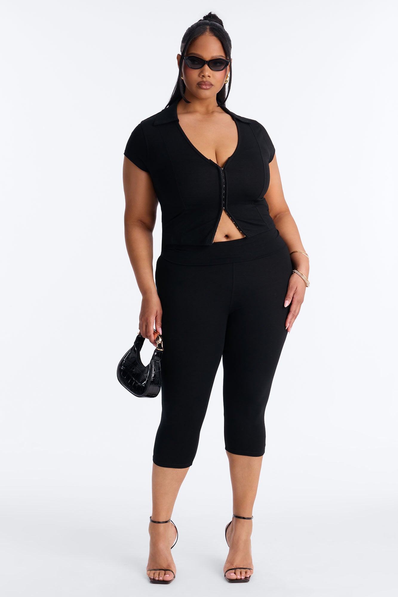 Karol Capri Pant Set - Black