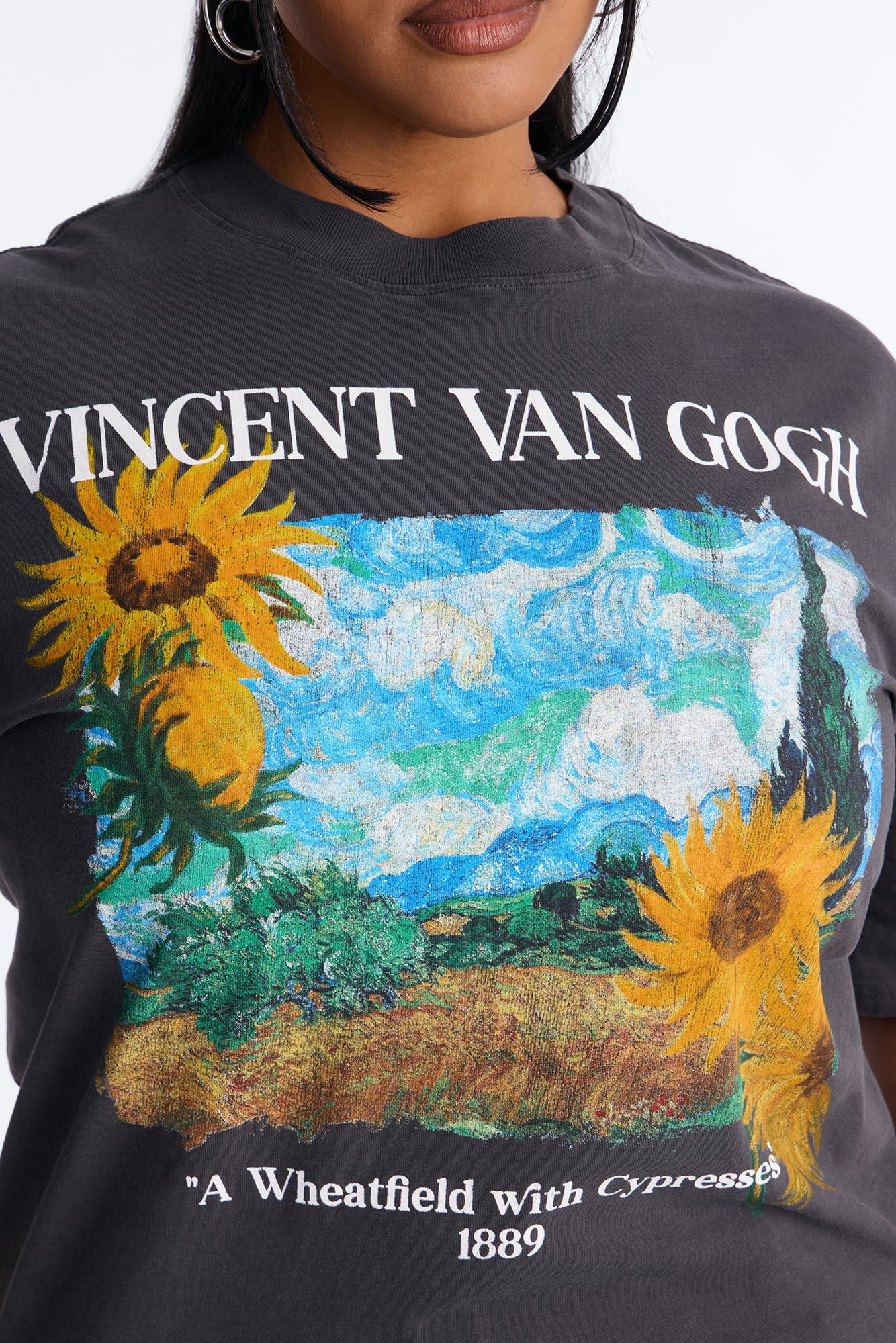 Vincent Van Gogh Sunflower Tee - Black Wash