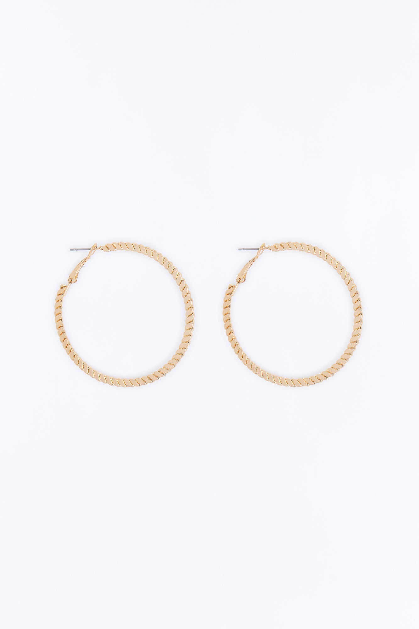 Chain And Link Hoop Earrings - Gold