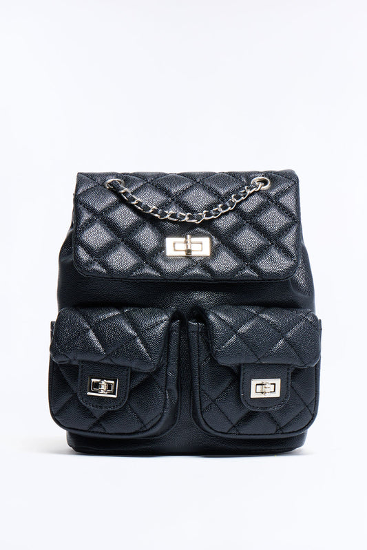 Packed In Style Faux Leather Backpack - Black