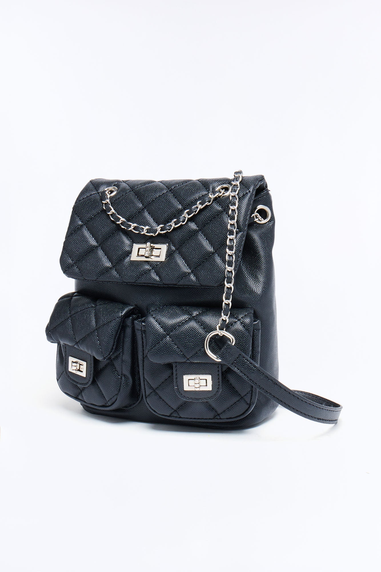 Packed In Style Faux Leather Backpack - Black