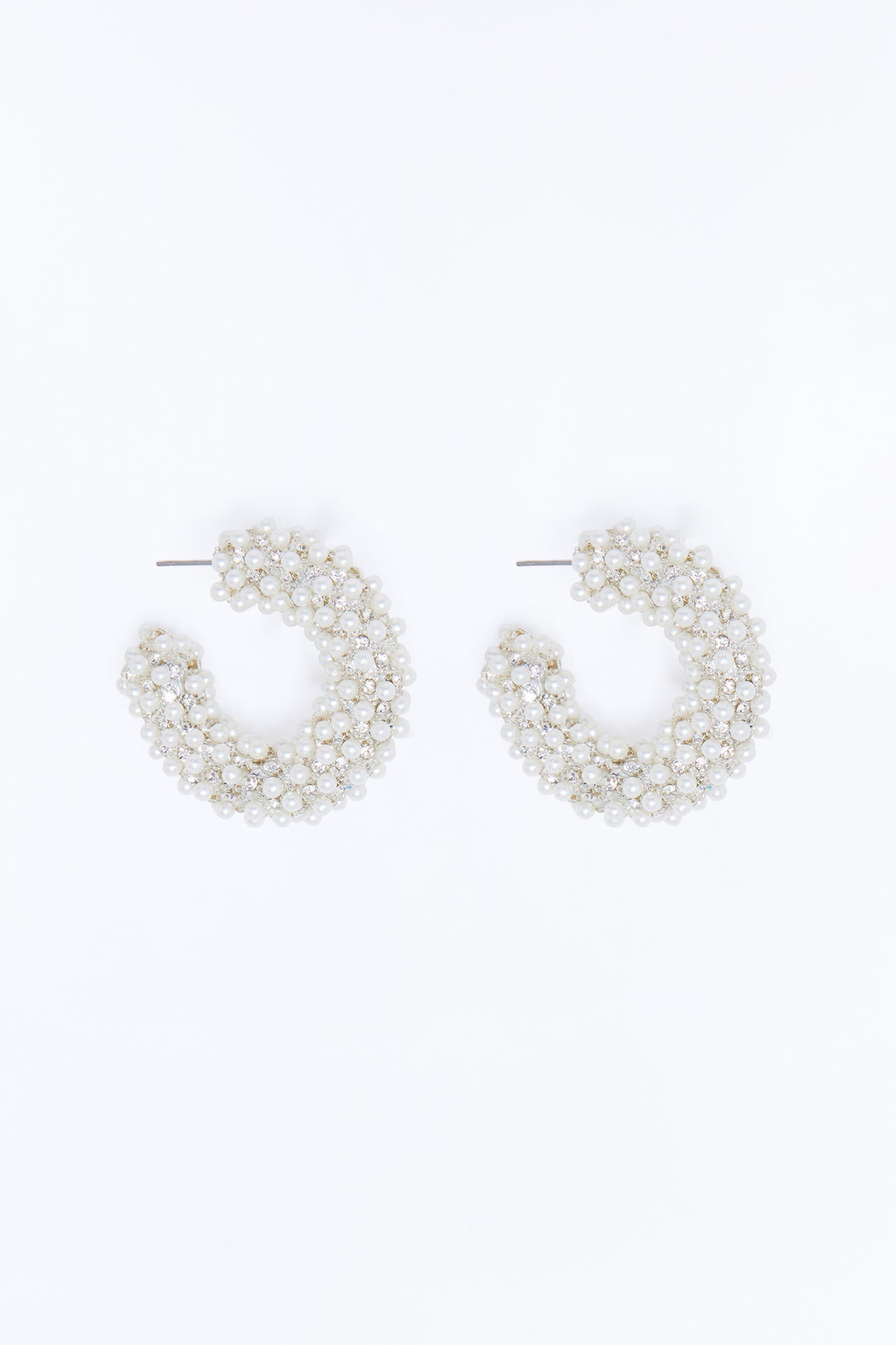 Perfectly Chic Hoop Earrings - White/Silver