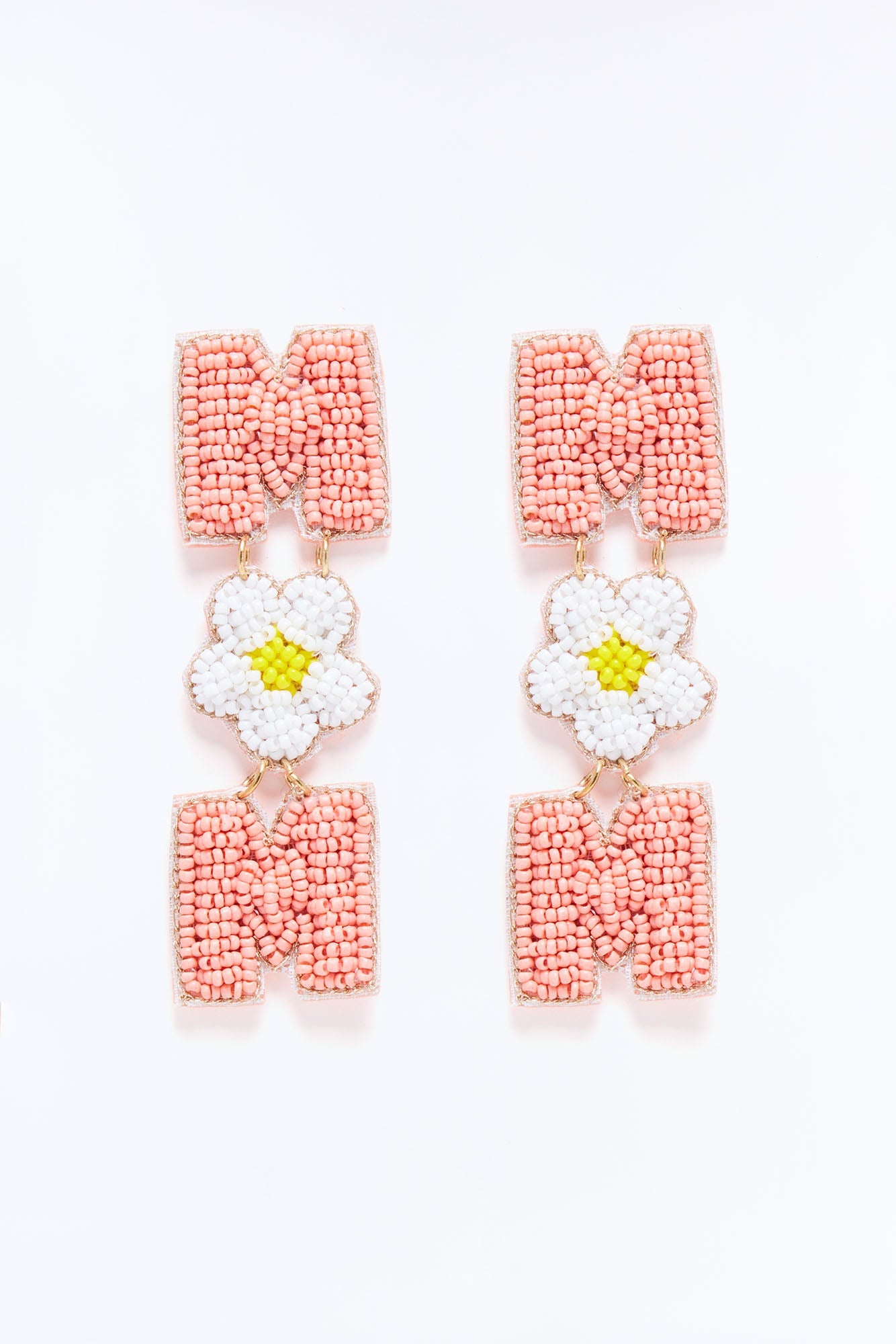 Mom Beaded Earrings - Pink