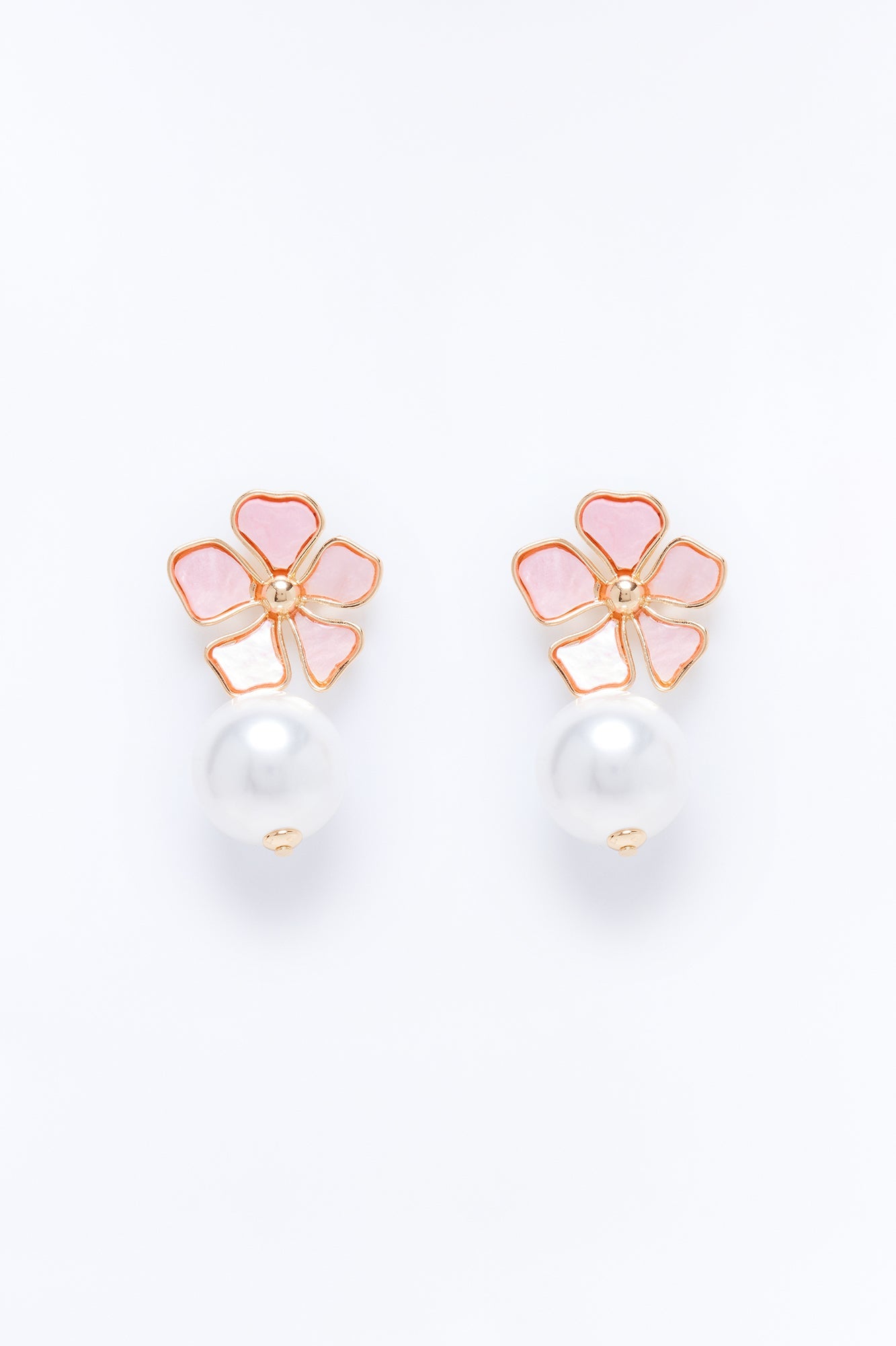 Wildflower Kiss Drop Earrings - Gold/Pink