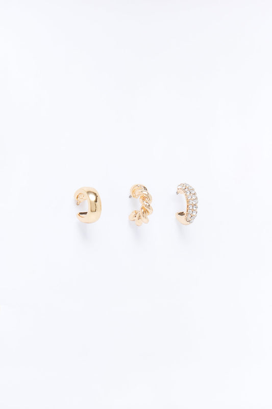 Timeless 3 Pair Multi Hoop Earrings - Gold