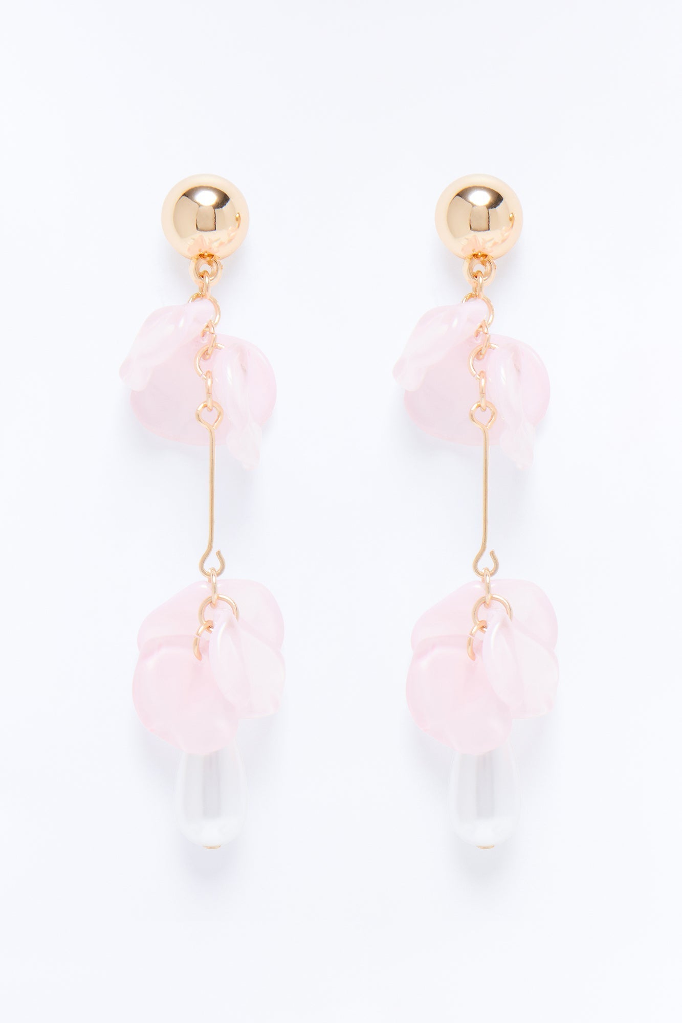 Harmony Flower Drop Earrings - Gold/Pink
