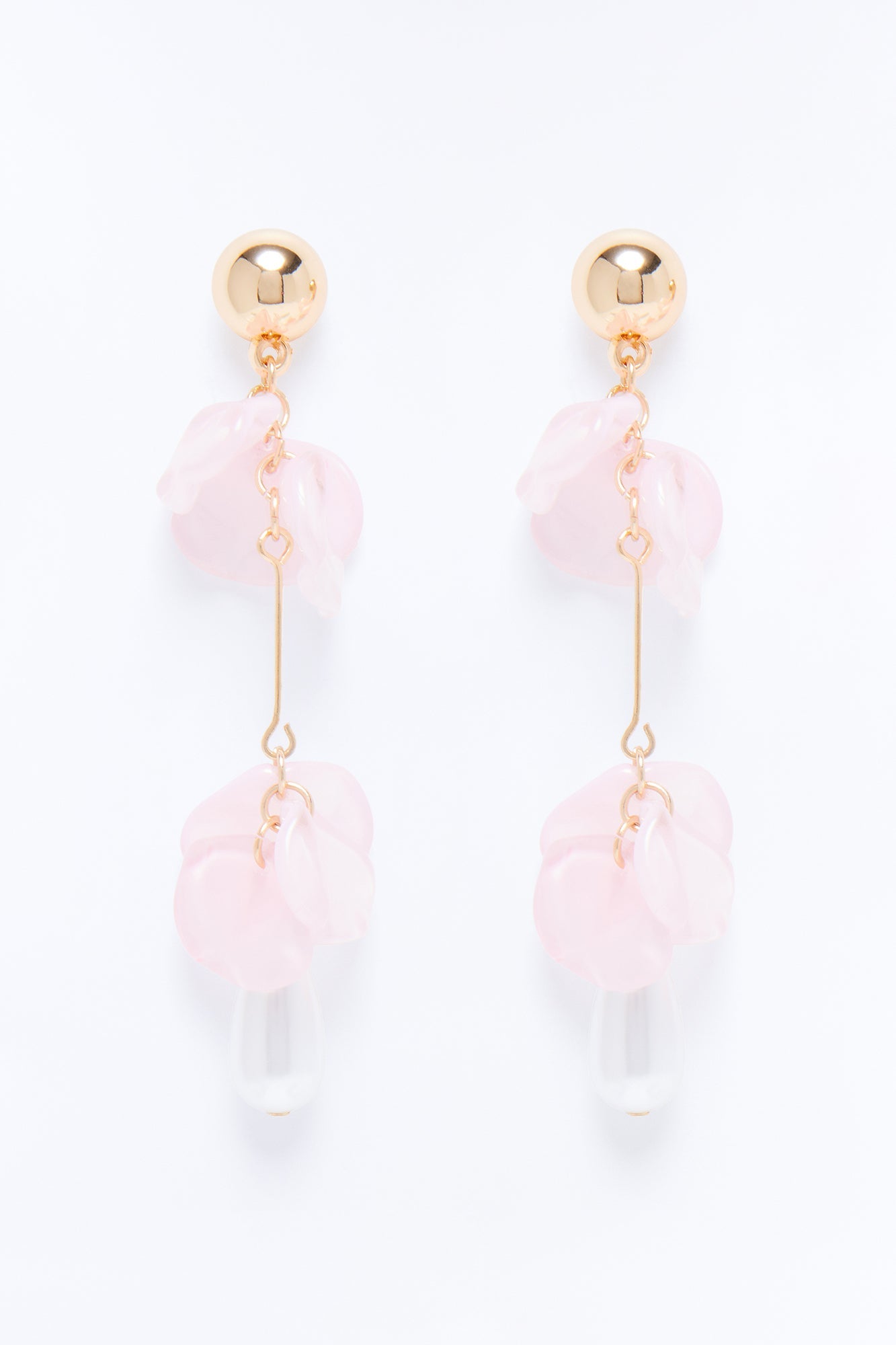 Harmony Flower Drop Earrings - Gold/Pink