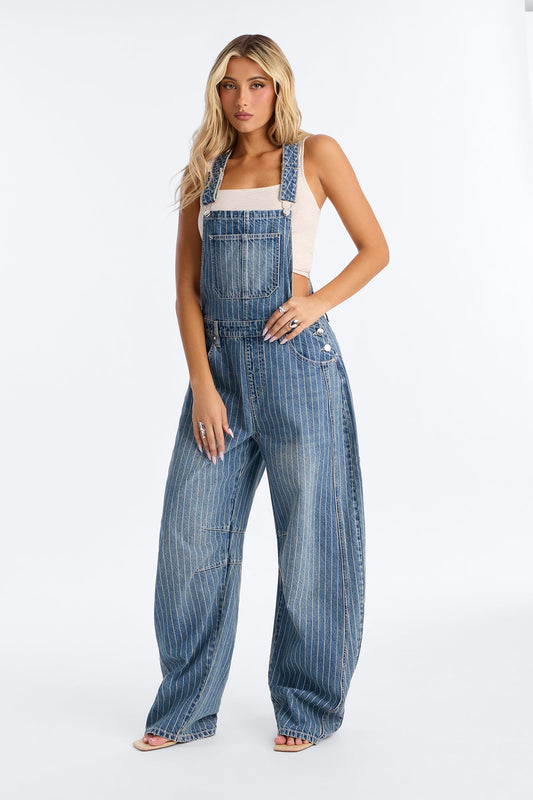 Legendary Stripe Loose Overalls - Vintage Wash