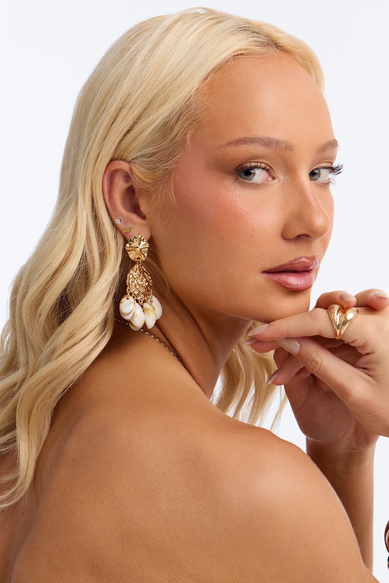 Shell Sprinkles Drop Earrings - Gold NEWFASHIONEDGE