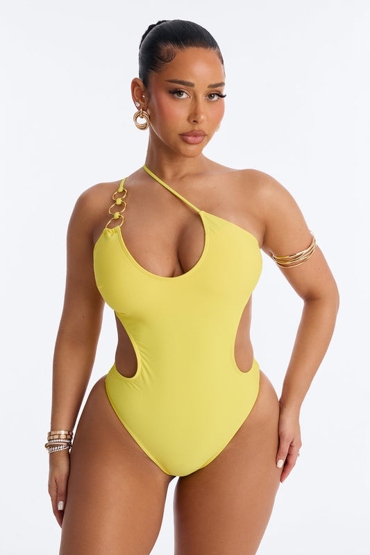 Coconut Life O-Ring Asymmetrical Side Out 1 Piece Swimsuit - Yellow