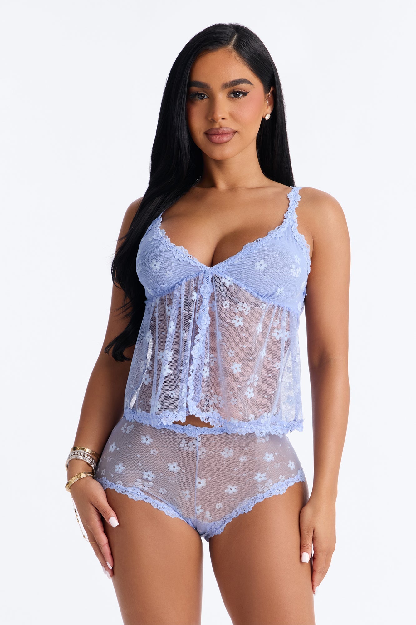 Never Forget Lace Flyaway 2 Piece Set - Blue