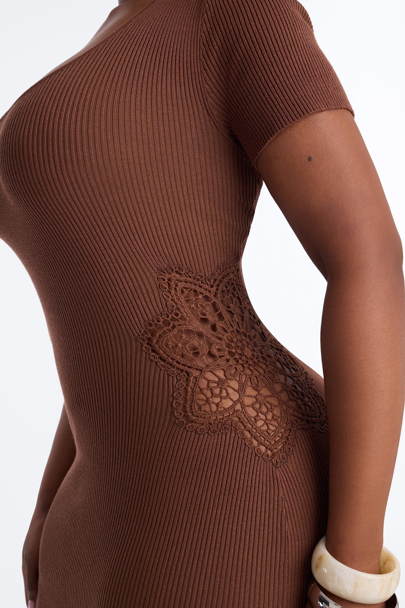 Zariah Ribbed Maxi Dress - Brown NEWFASHIONEDGE
