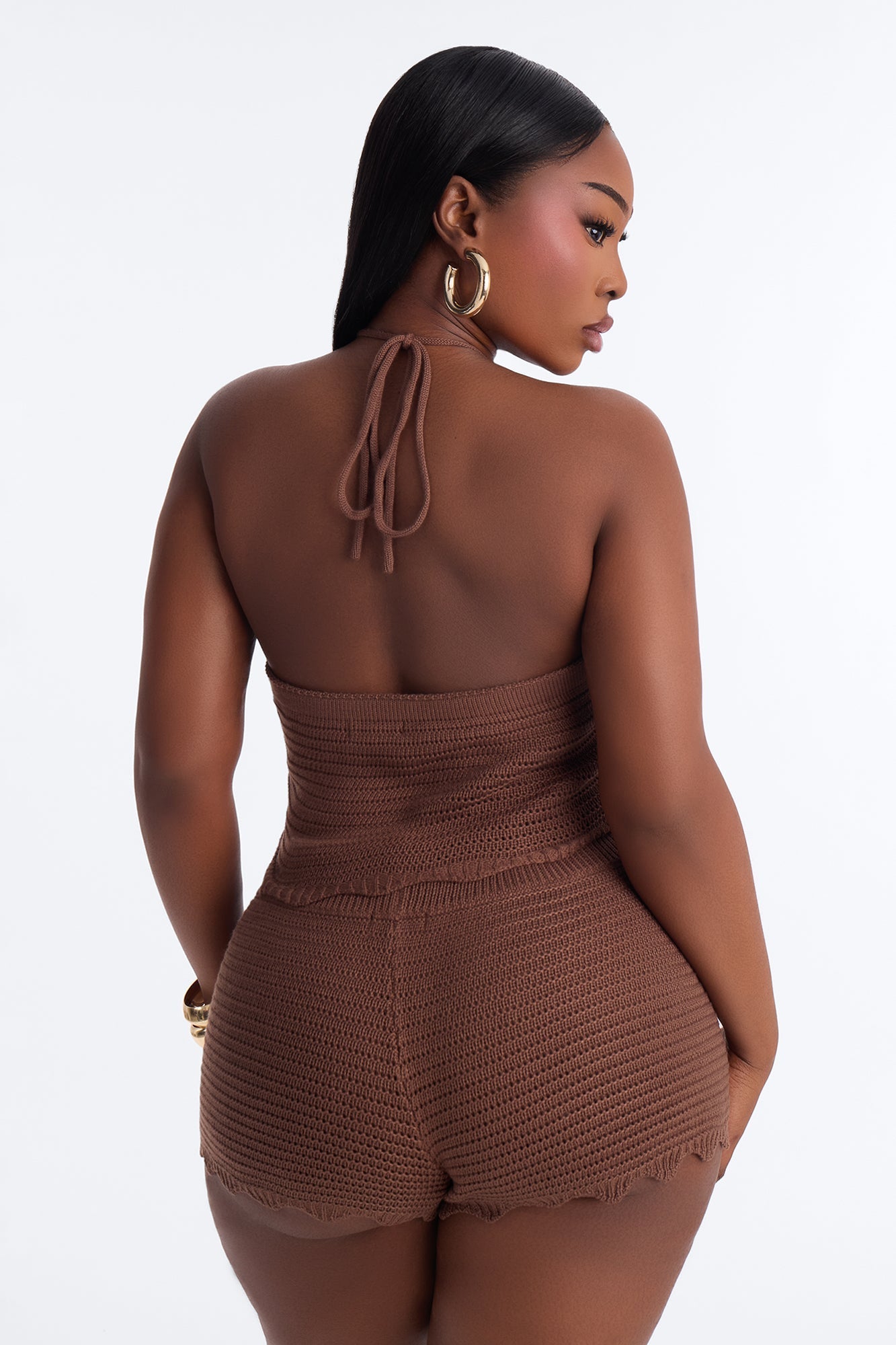 Tulum Crochet Short Set - Brown