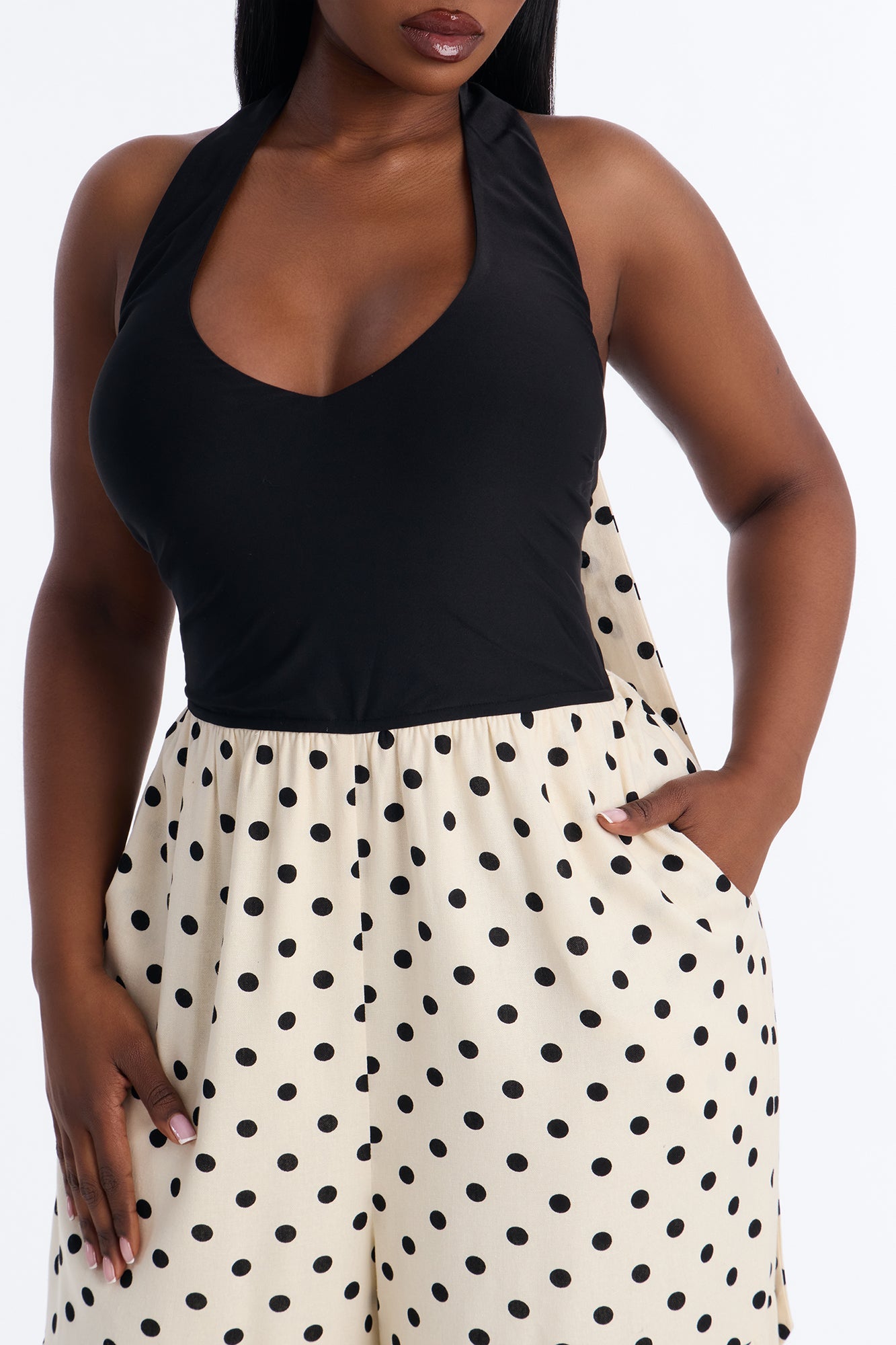 Off To Italy Polka Dot 2 Piece Jumpsuit Set - Black/combo Fashion Nova