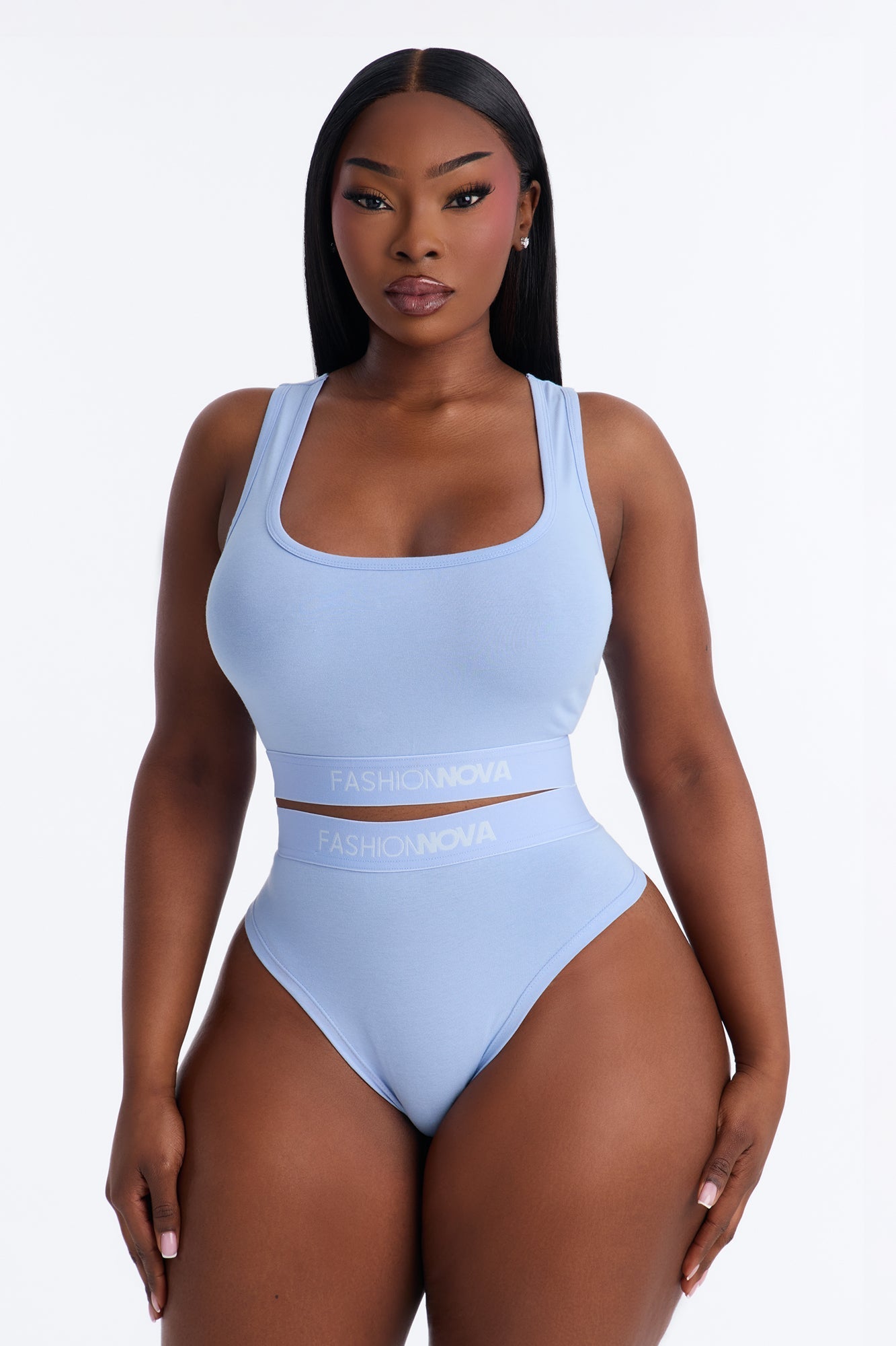 FN Mood Tank Bralette And Panty Set - Light Blue