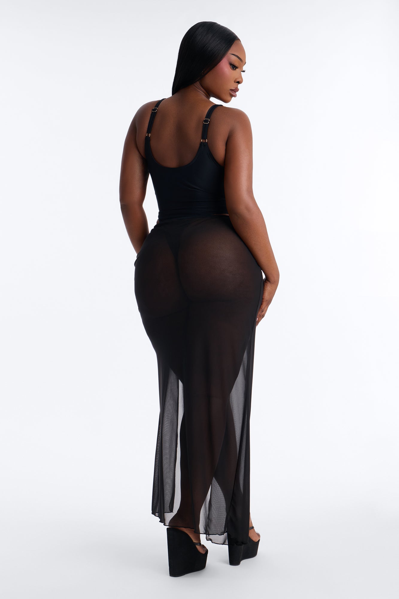 Romy 1 Piece Swimsuit With Cover Up Skirt Sunsuit - Black
