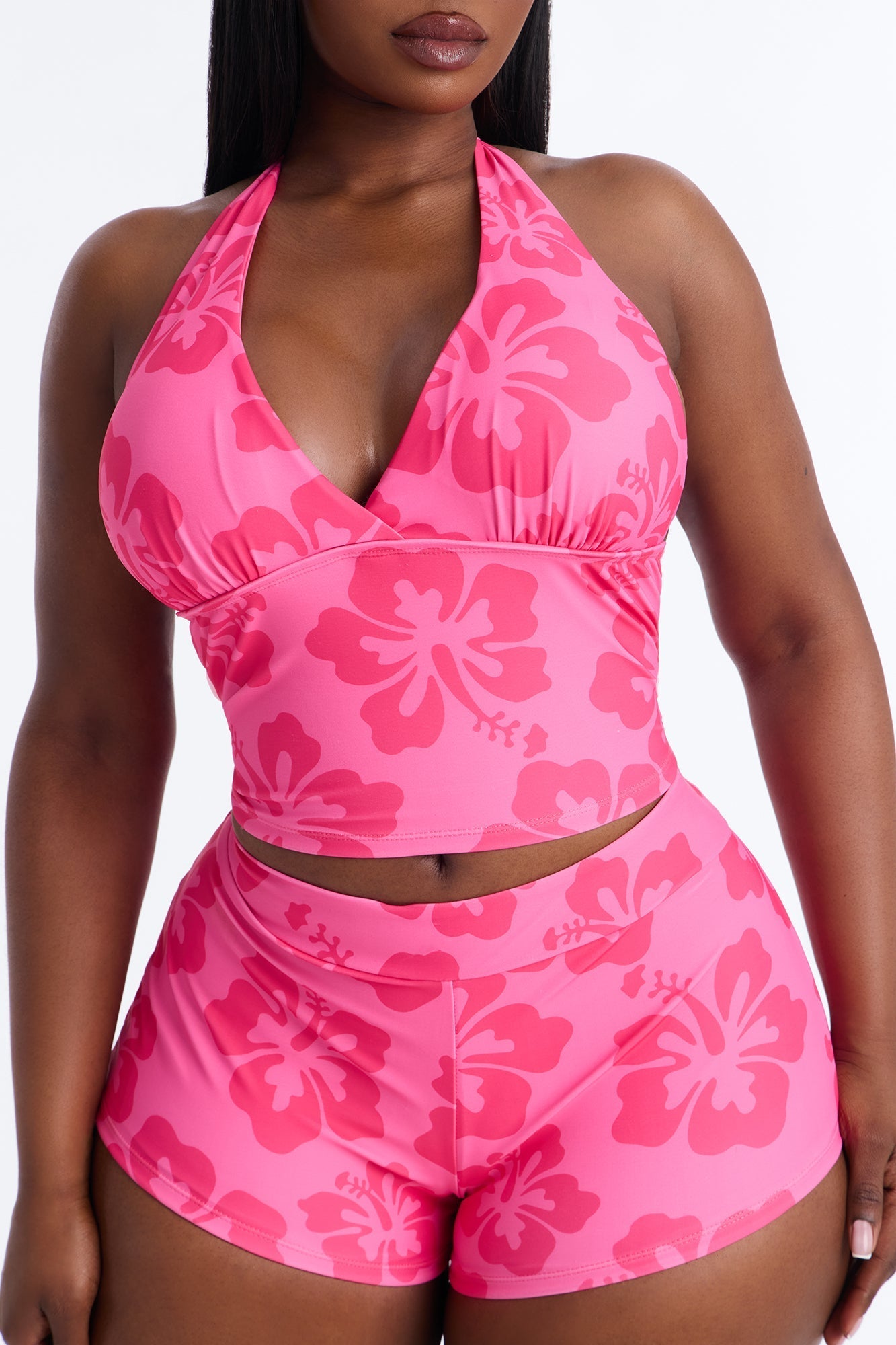 Suzie 2 Piece Tankini Boyshort Bikini Set - Hot Pink/combo