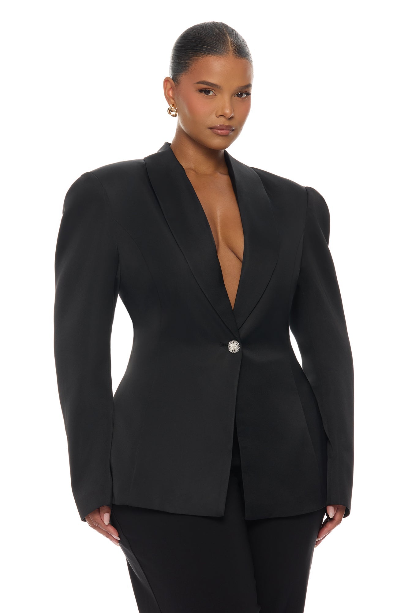 Hallie Pleated Blazer Pant Set - Black NEWFASHIONEDGE