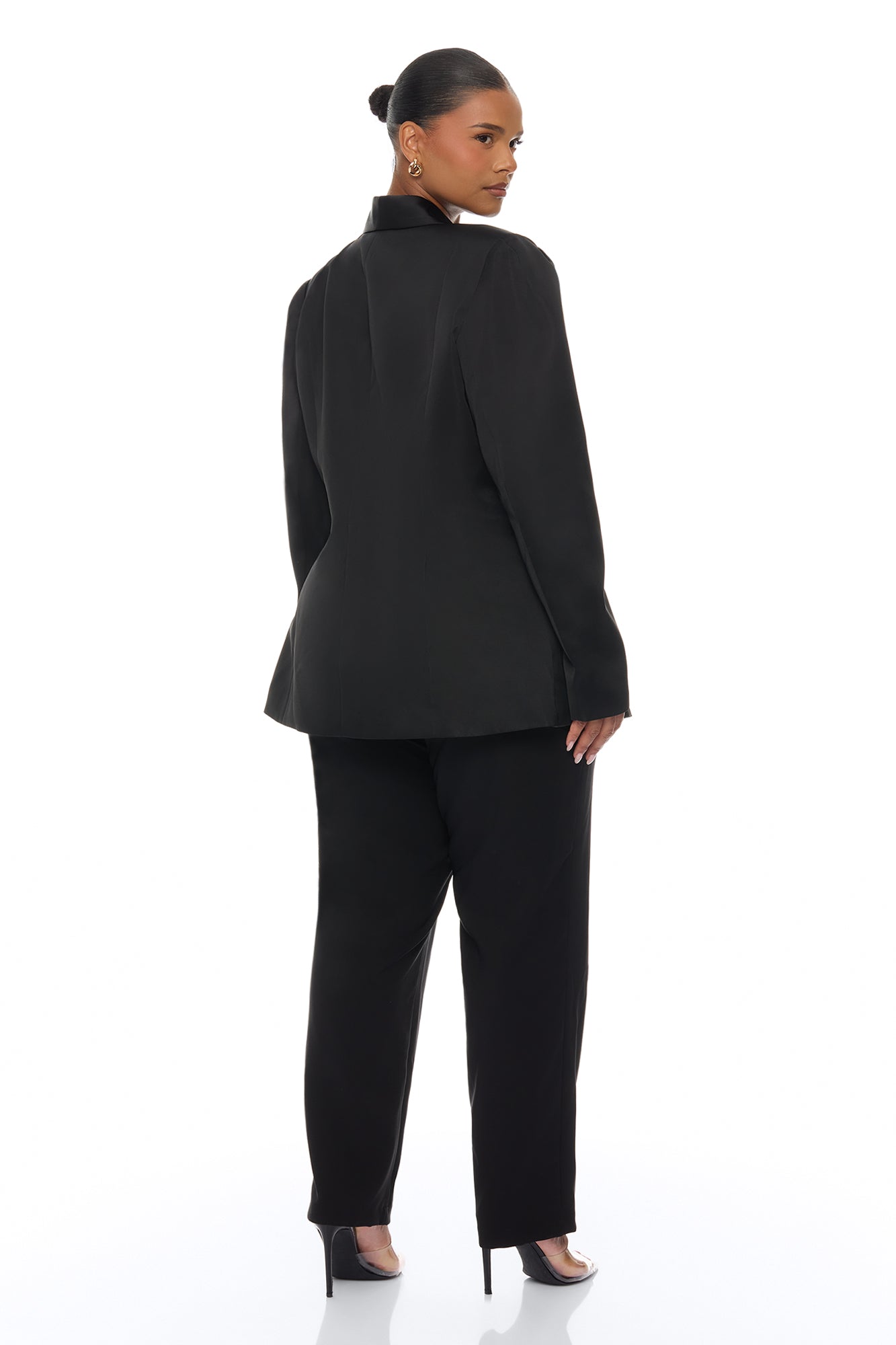 Hallie Pleated Blazer Pant Set - Black