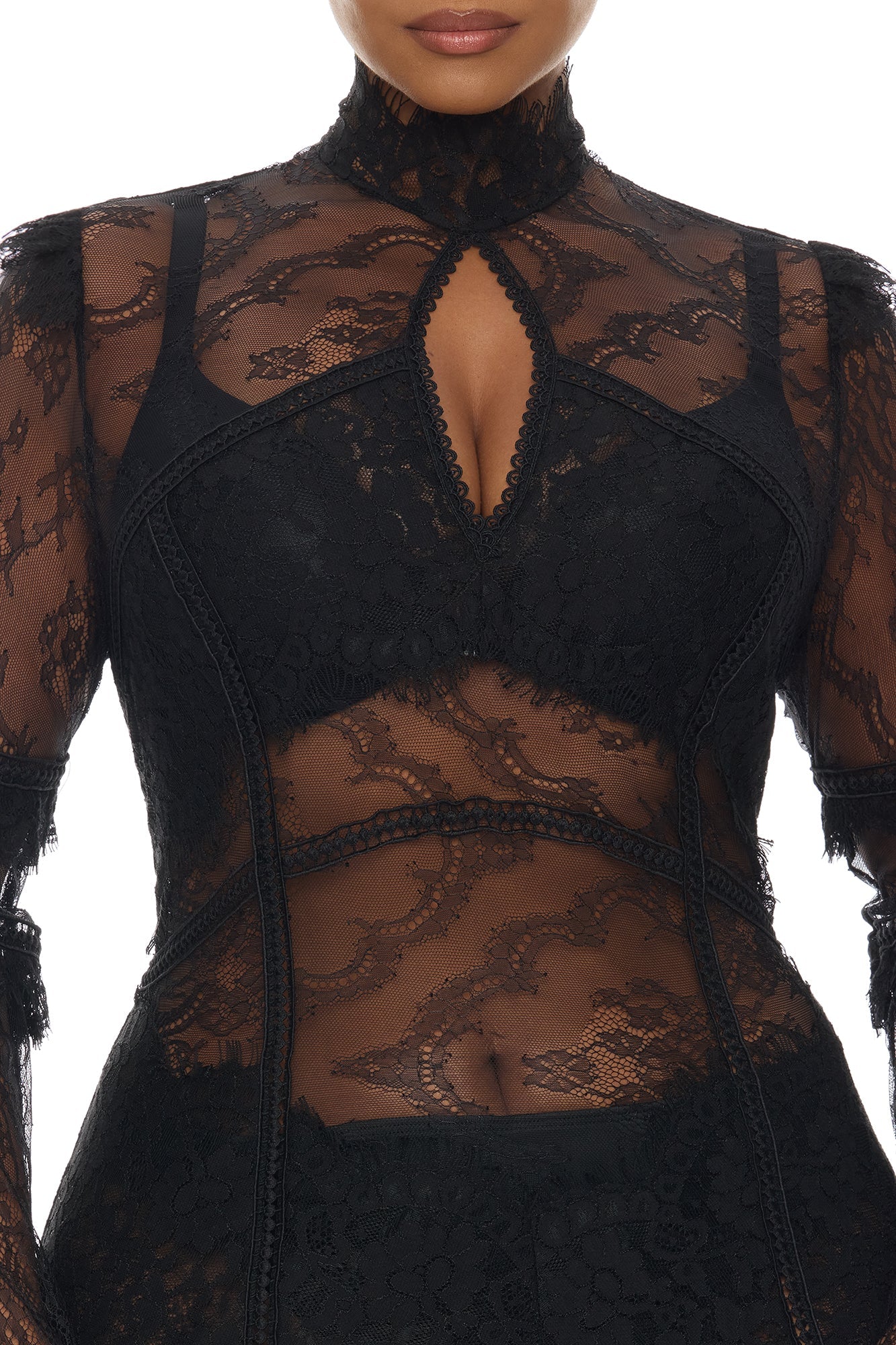 Lana Sheer Lace Maxi Dress - Black
