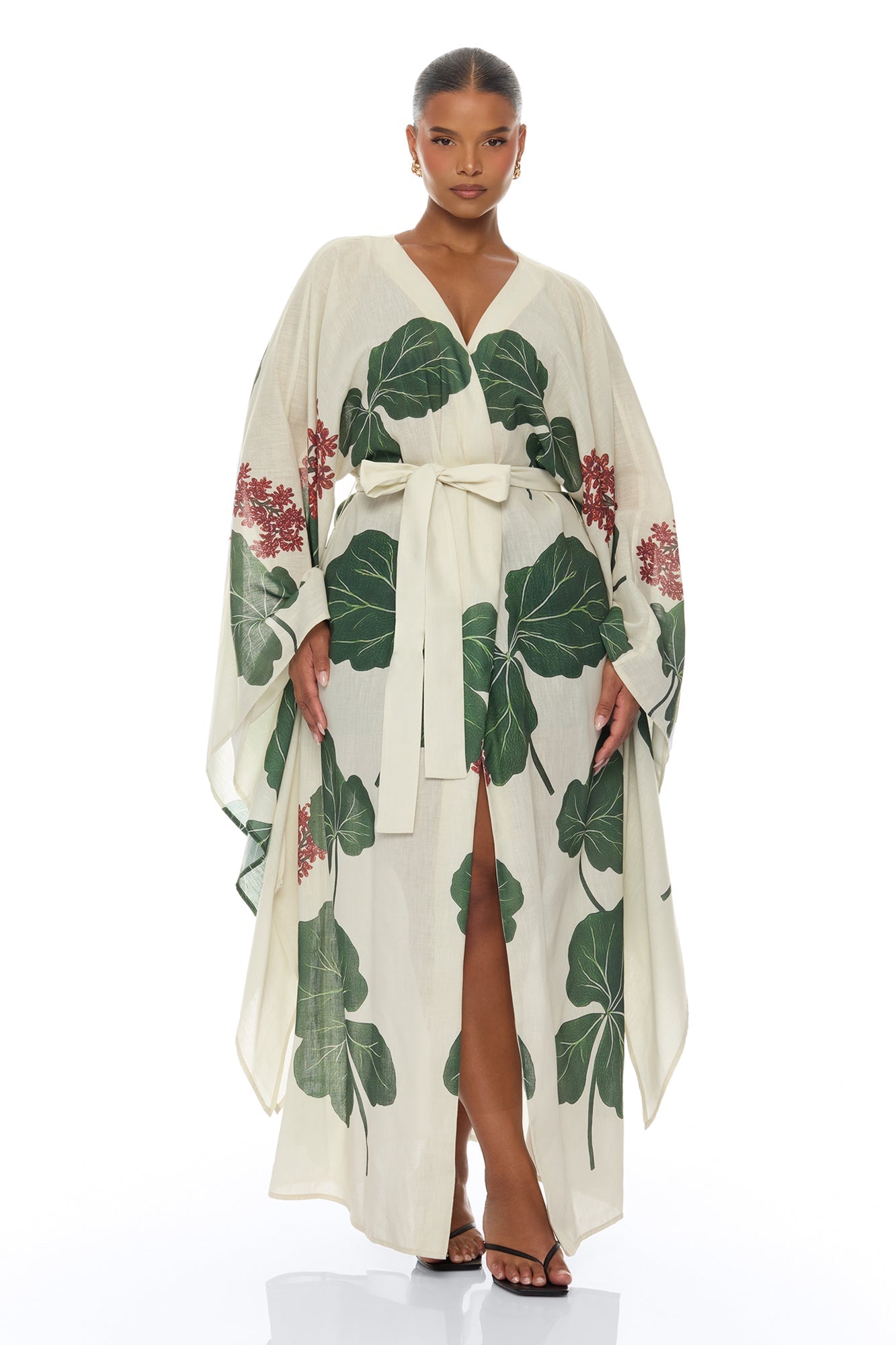 Tropic Getaway Linen Kimono - Ivory/combo