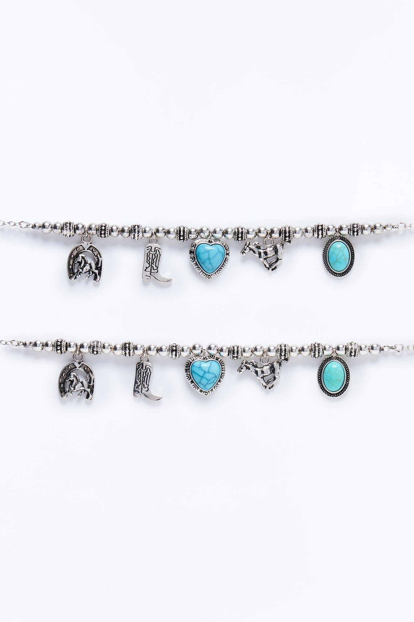 Texas Vibes Jeweled Boot Chain 2 Pack - Silver/Blue
