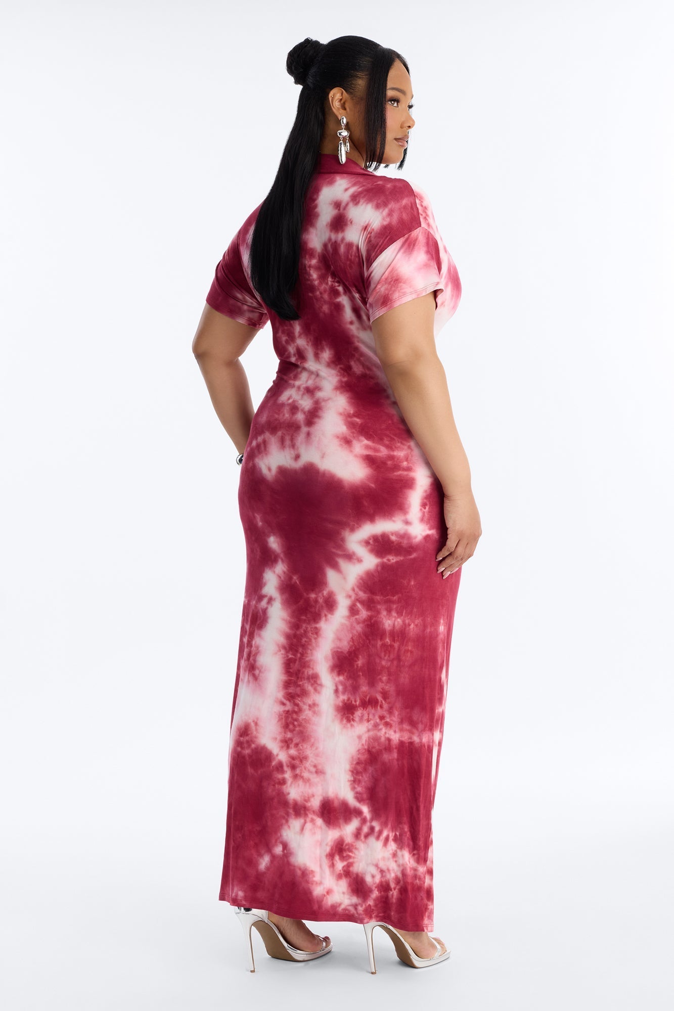 Noa Tie Dye Wrap Maxi Dress - Burgundy/combo