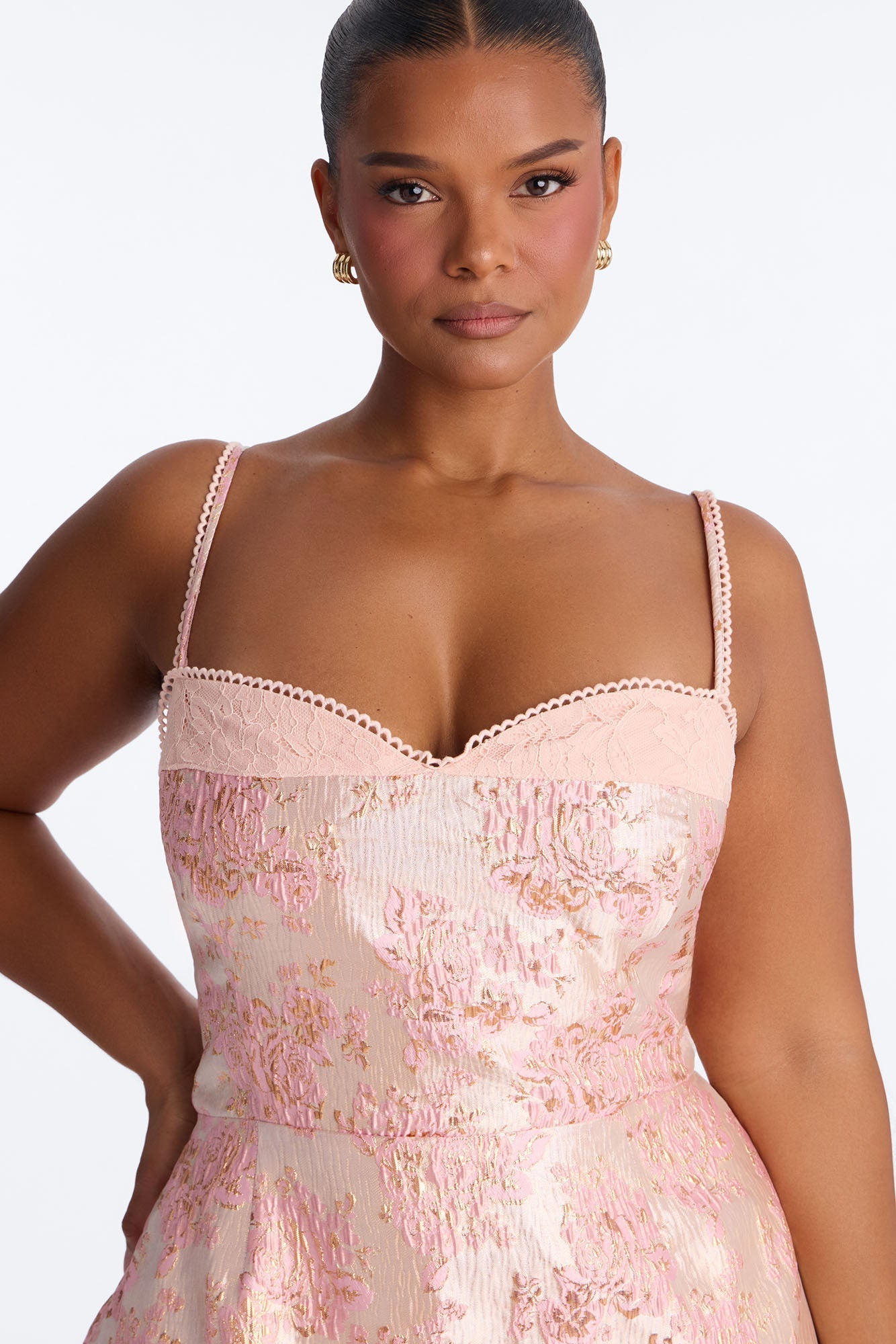 Sugar And Spice Jacquard Mini Dress - Pink