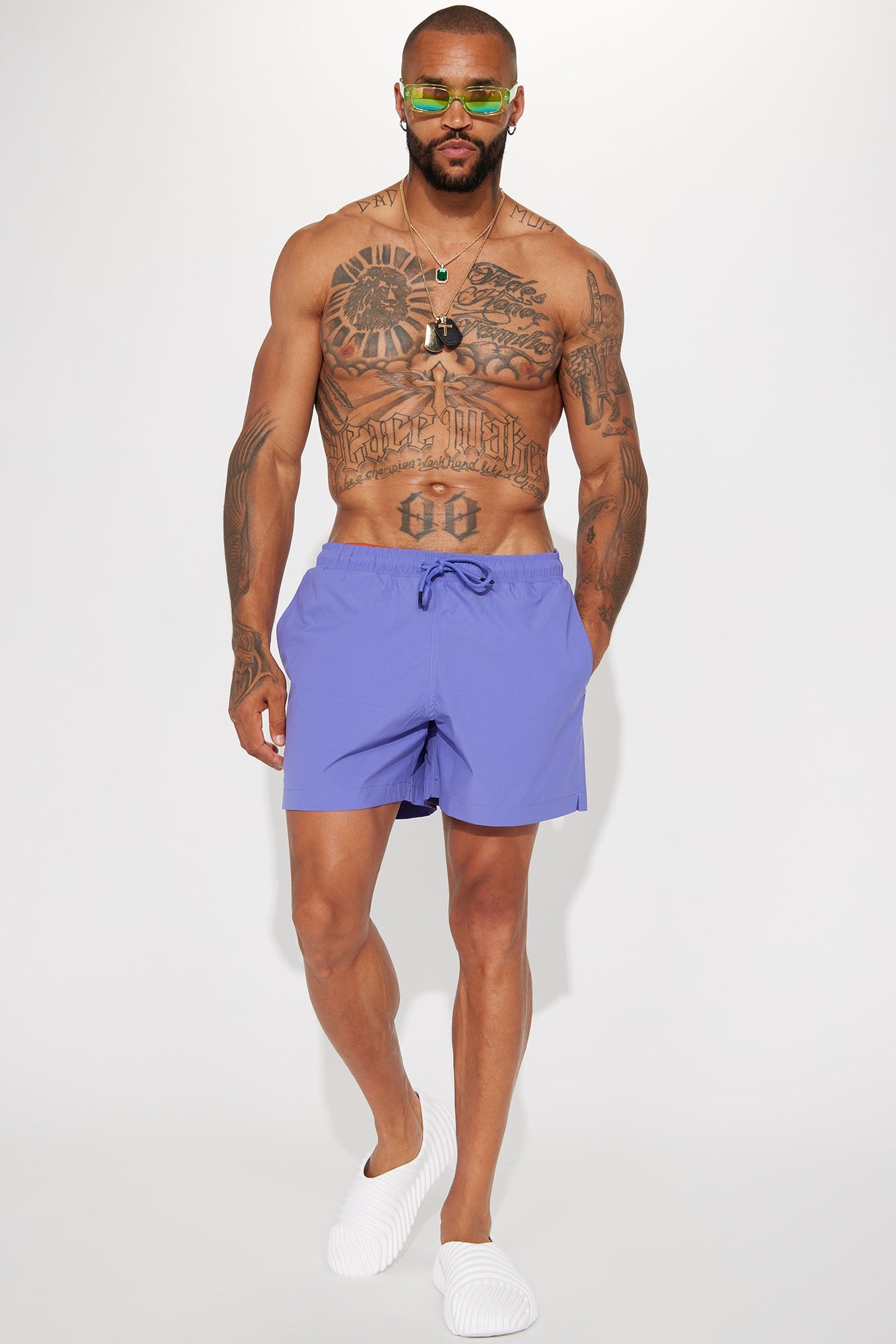 Good Day Print Change Swim Trunk 6″ - Purple