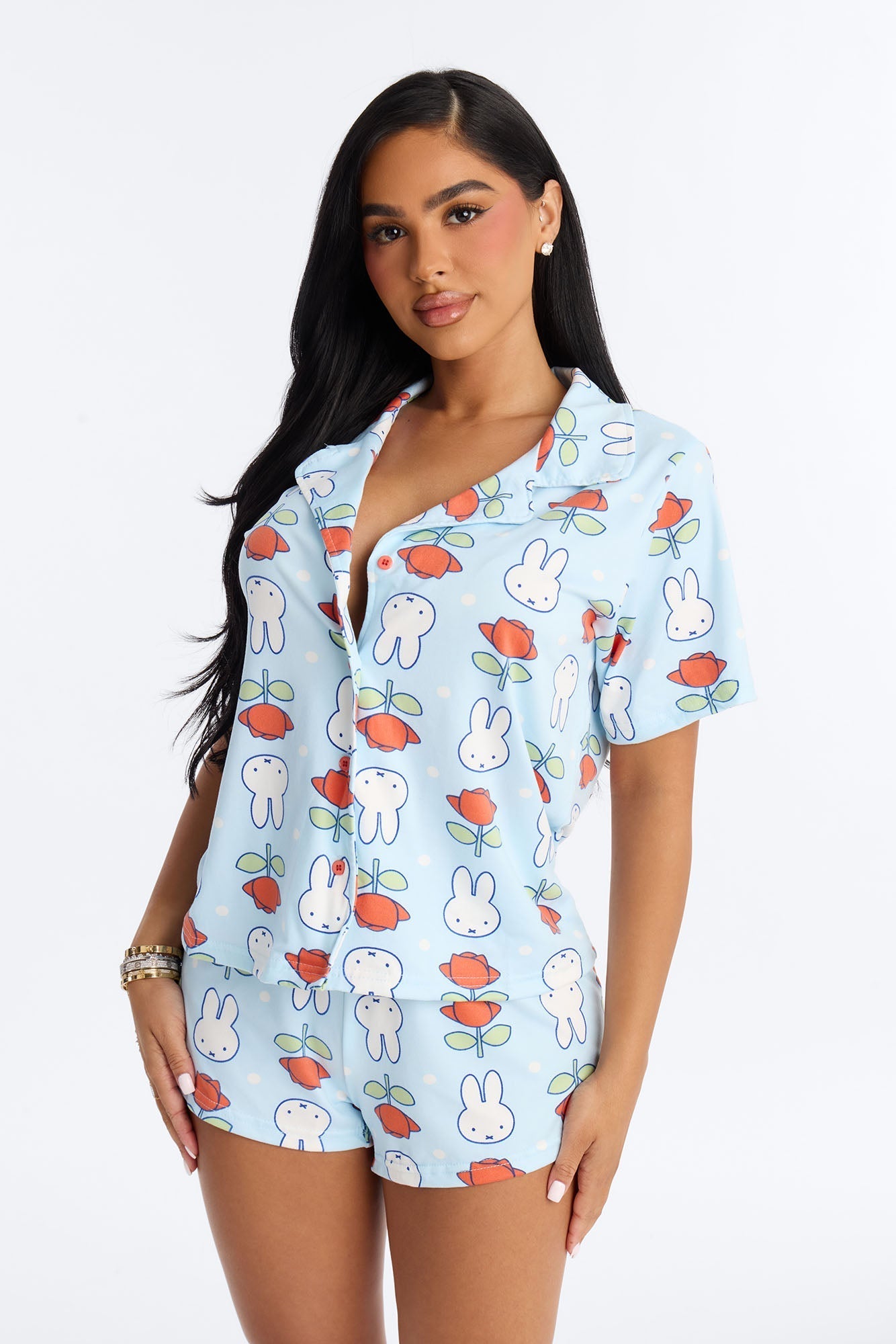 Miffy Floral PJ Short Set - Blue/combo