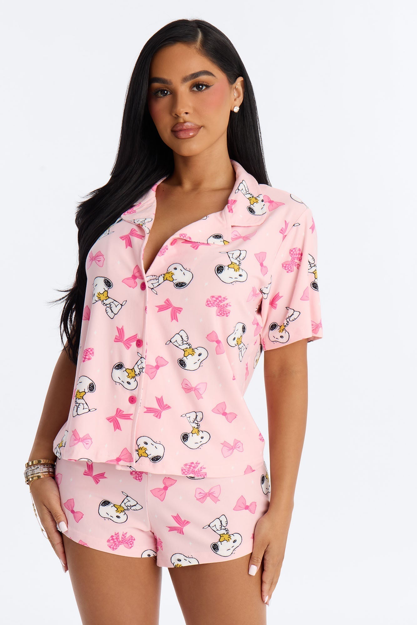 Peanuts Bows & Sparkles PJ Short Set - Pink/combo
