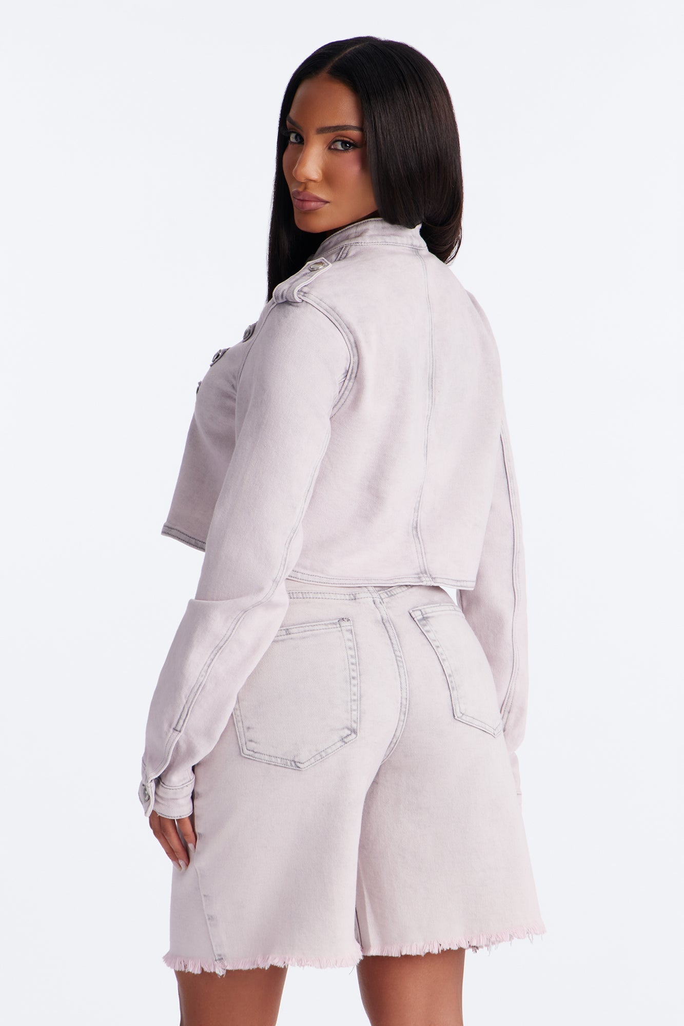 Pink Parade Cropped Denim Jacket - Pink