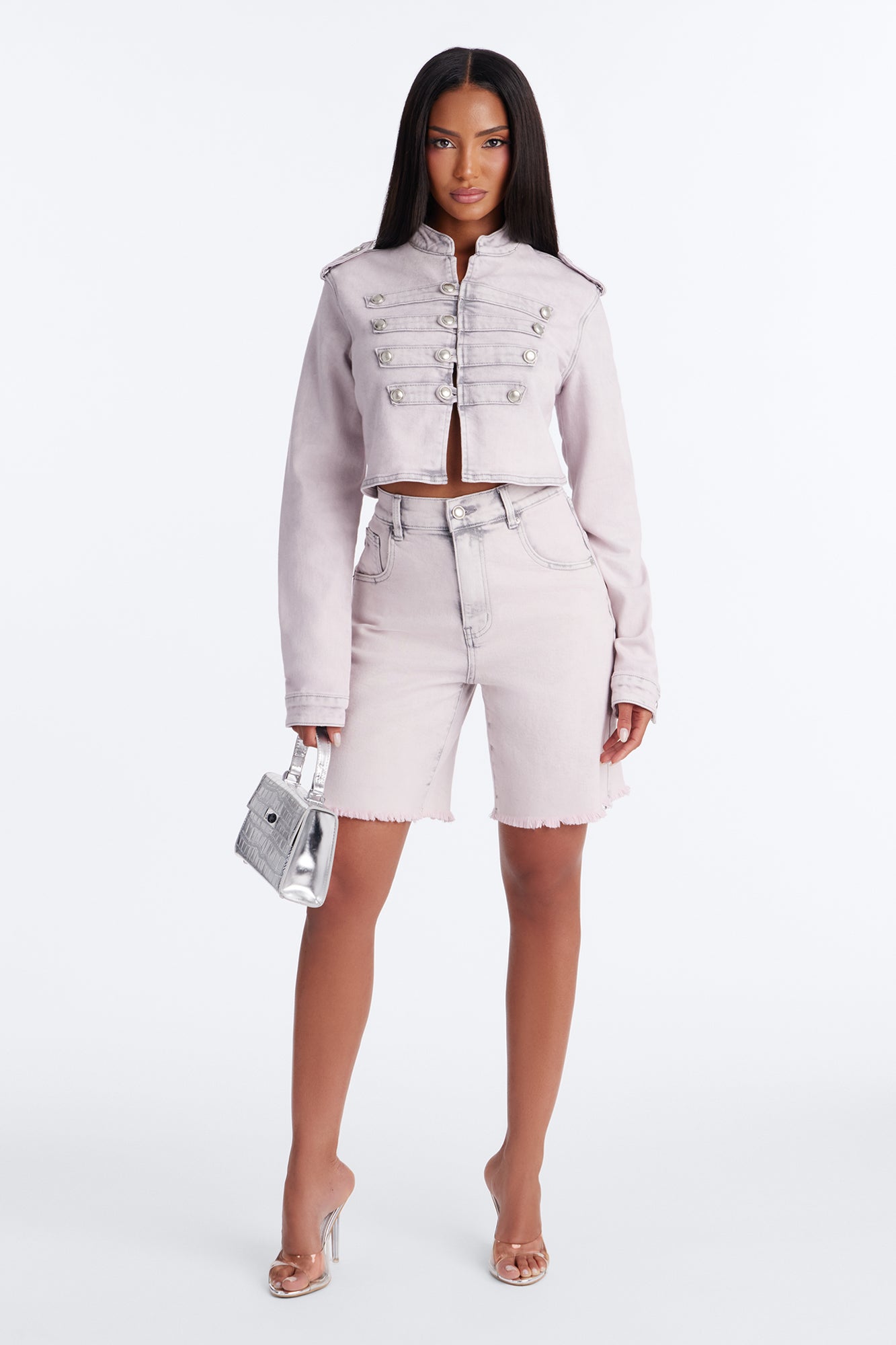 Pink Parade Denim Bermuda Shorts - Pink NEWFASHIONEDGE