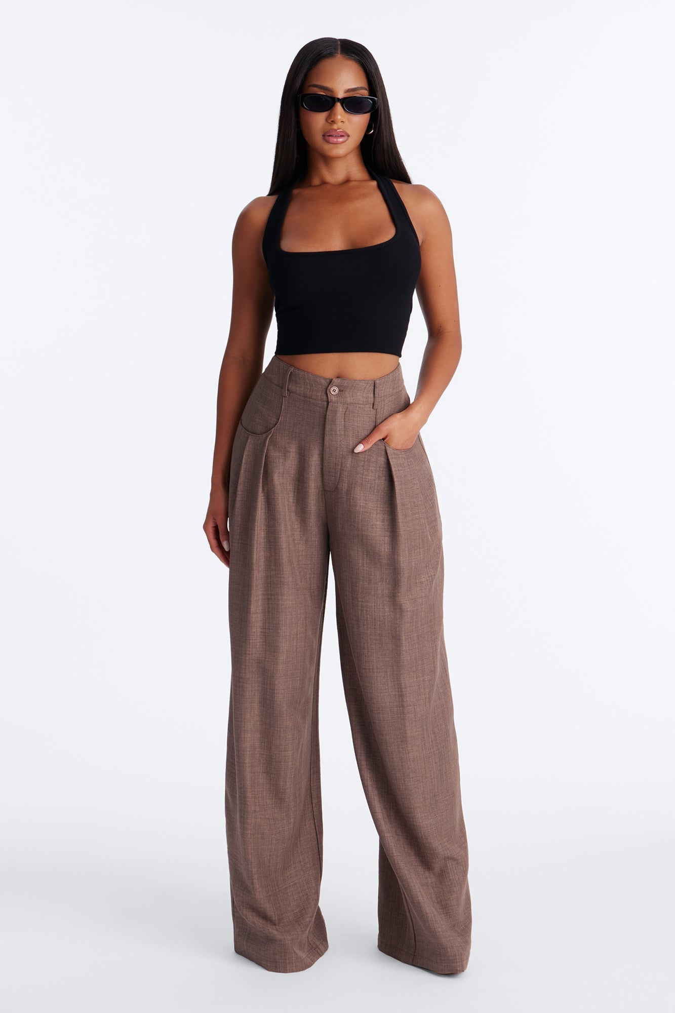 Matson Wide Leg Trouser - Caffe NEWFASHIONEDGE