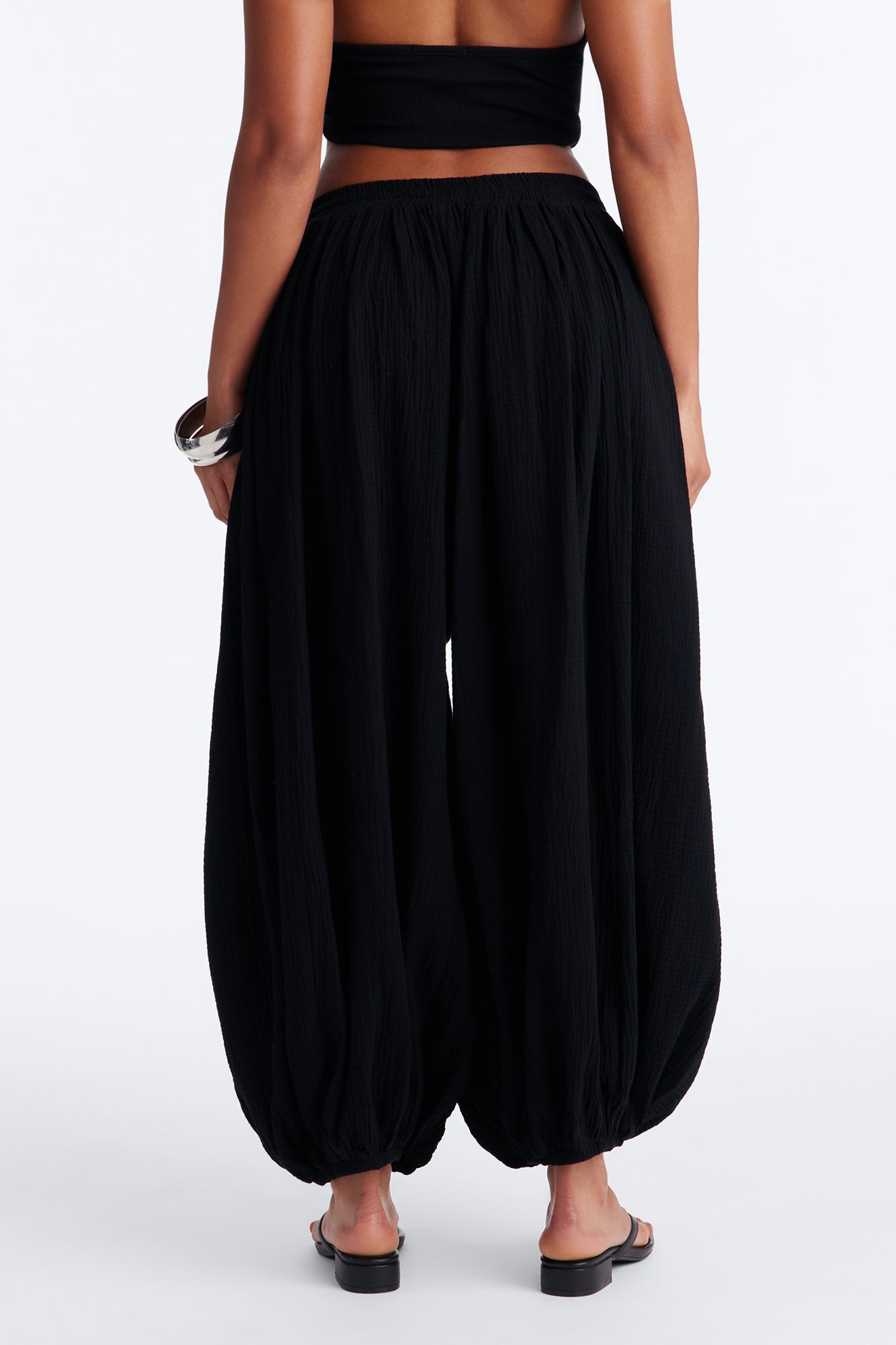 Piper Low Rise Cotton Gauze Balloon Jogger Pant 28″ - Black