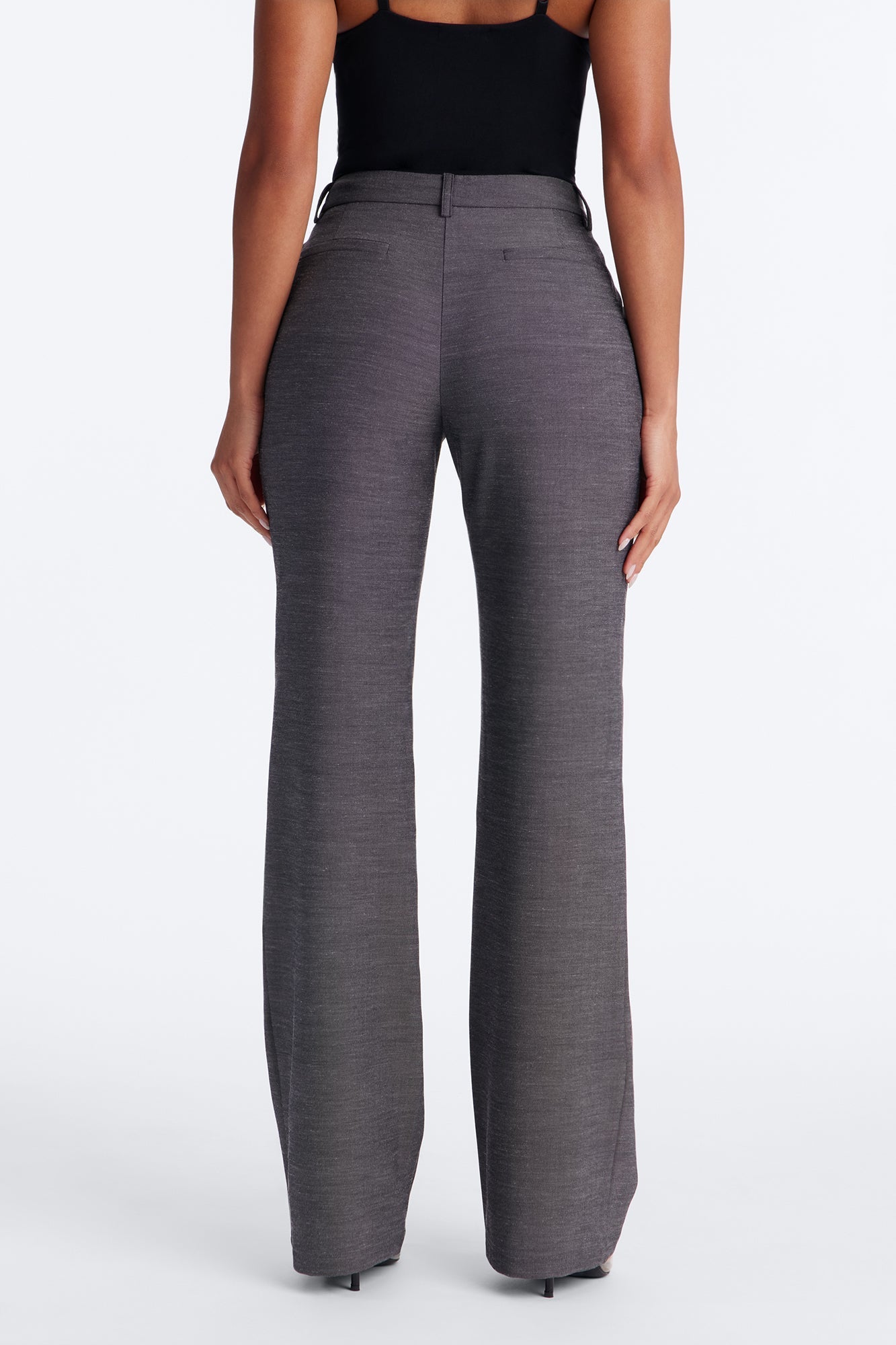 Stacy Low Rise Straight Leg Linen Trouser - Black NEWFASHIONEDGE