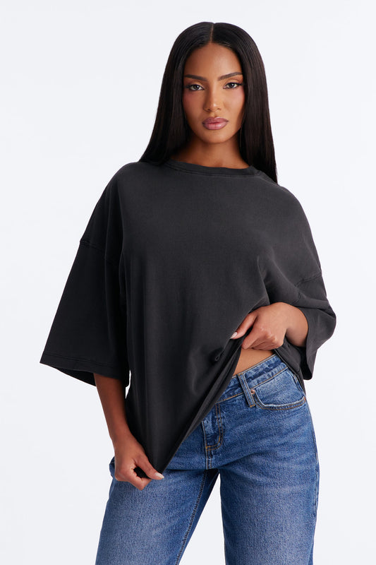 London Washed Oversized Short Sleeve T-Shirt - Black