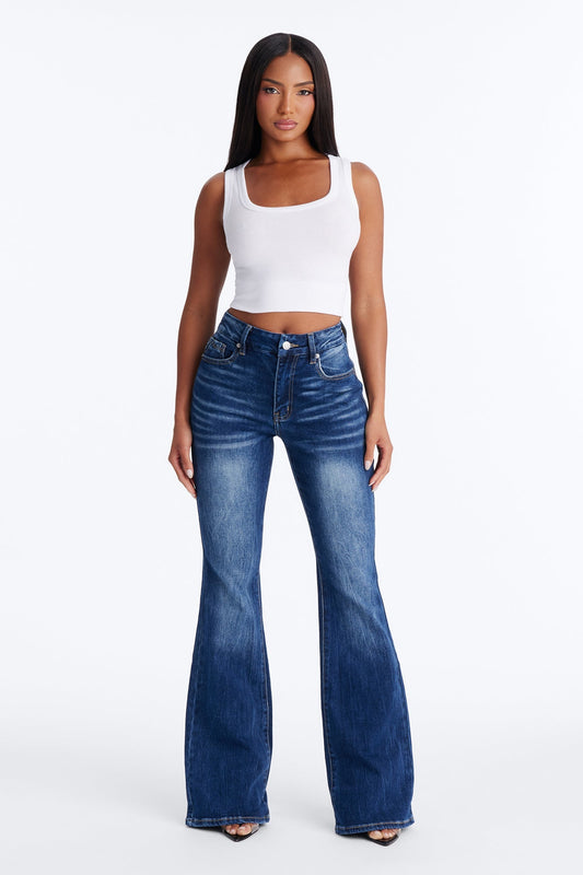 Classic Drift Stretch Flare Jeans - Medium Wash NEWFASHIONEDGE